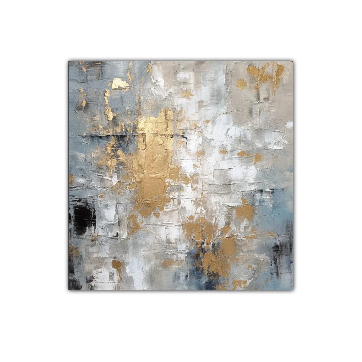 Cuadro abstracto con tonos dorados y grises moderno — imagen principal