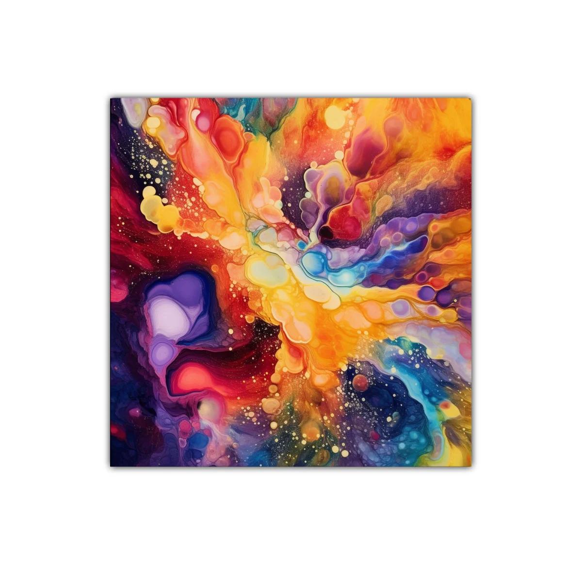 Cuadro abstracto con explosión de colores vibrantes y formas fluidas — imagen principal