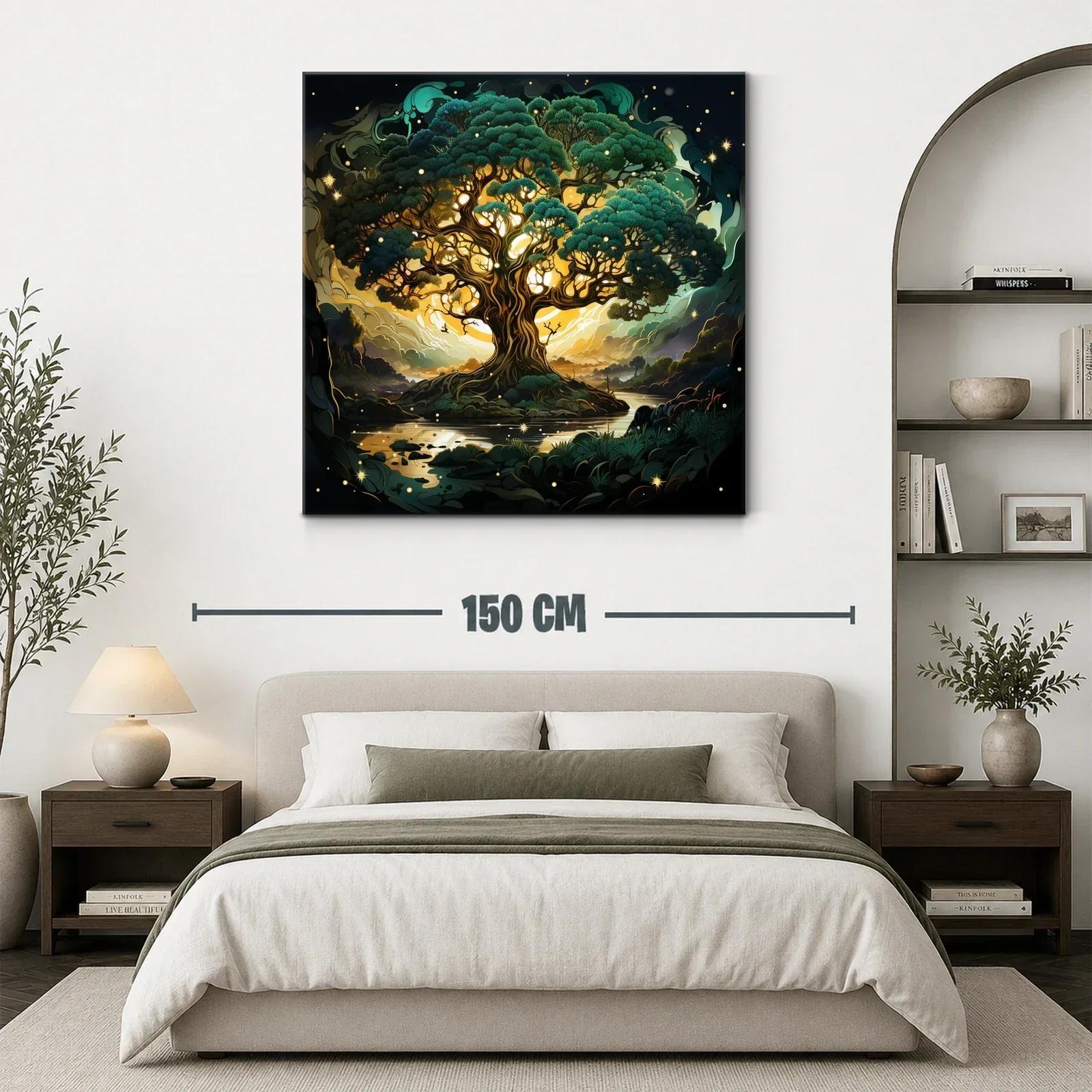 Árbol mágico iluminado con tonos verdes y dorados — miniatura 3