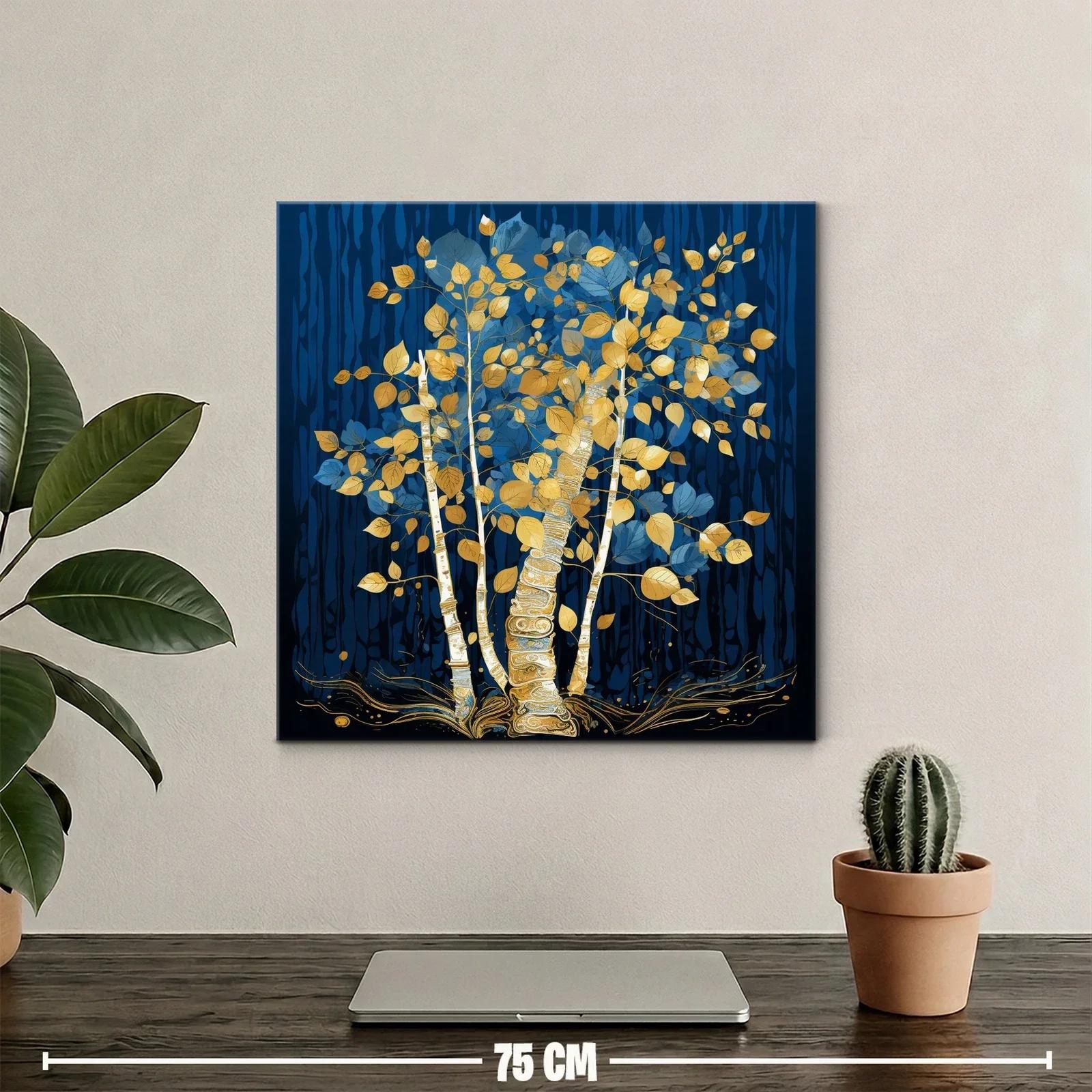 Árbol dorado sobre fondo azul profundo — miniatura 2