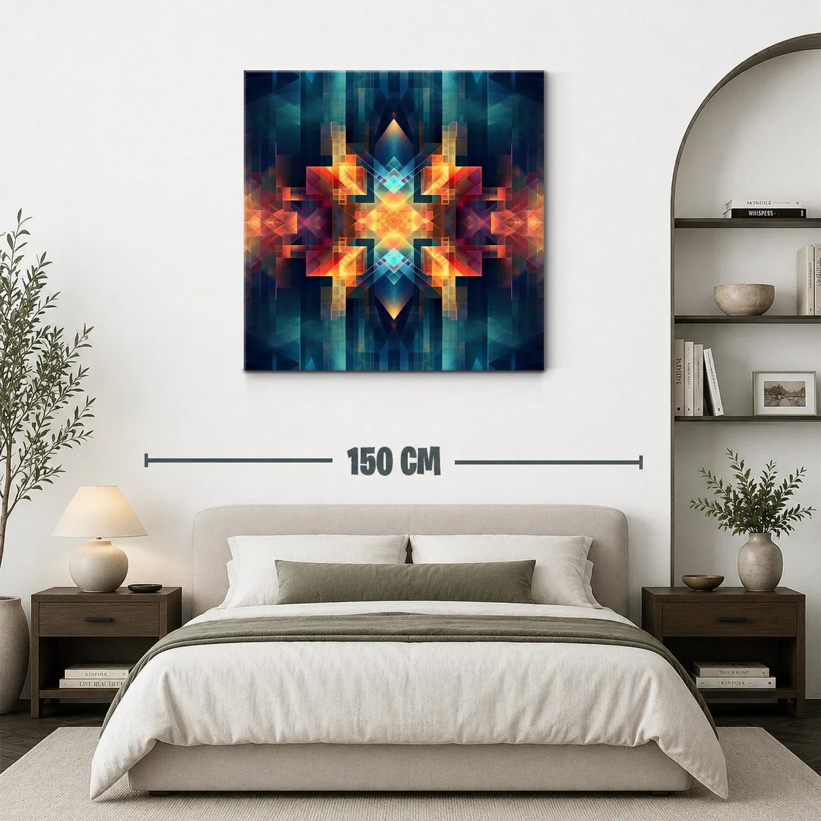 Diseño geométrico luminoso con vibrantes tonos cálidos y fríos — miniatura 3
