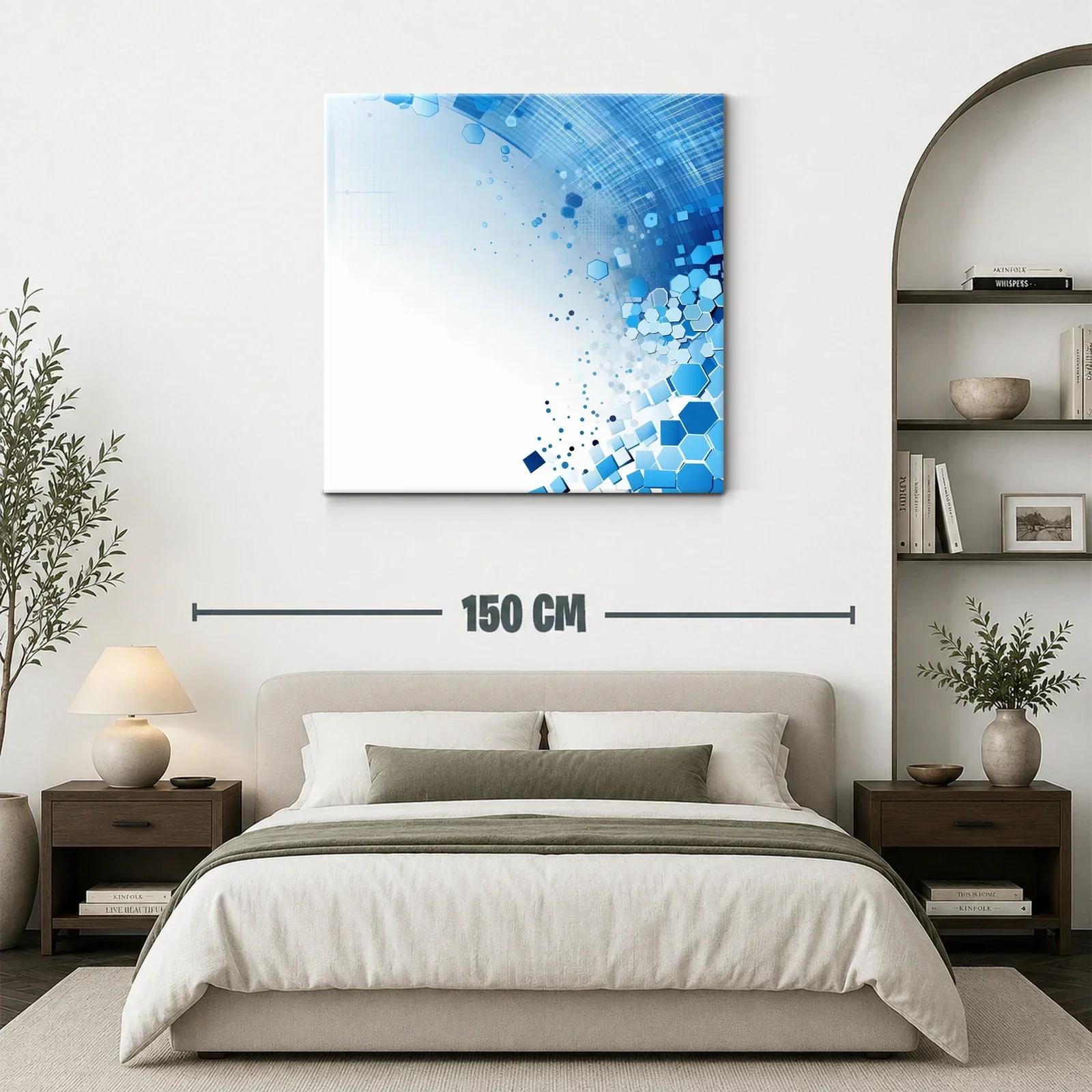 Composición dinámica de hexágonos azules en fondo blanco — miniatura 3