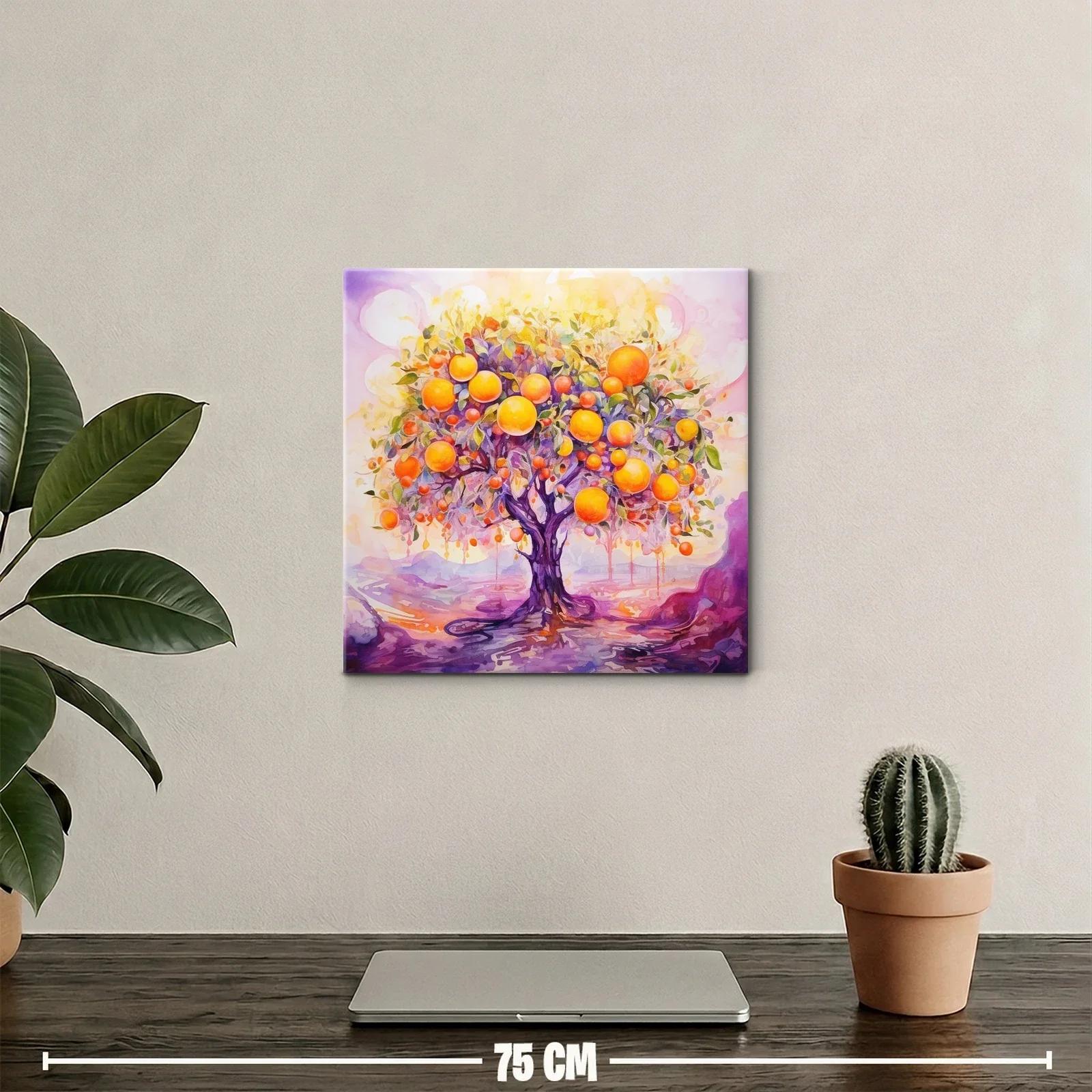 Árbol de frutas vibrantes en tonalidades cálidas y violetas — miniatura 2
