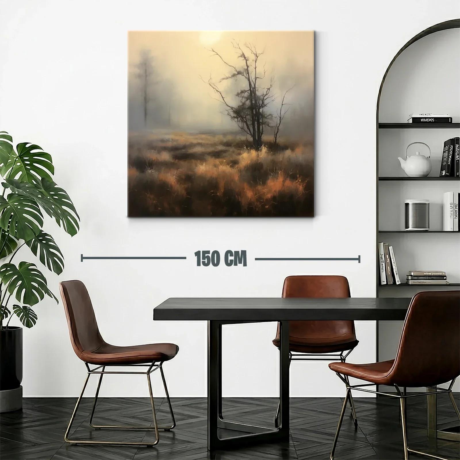 Paisaje brumoso con árbol solitario y tonos cálidos — miniatura 2