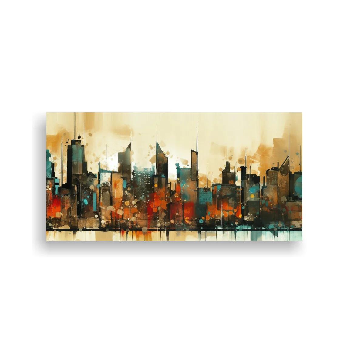 Cuadro skyline urbano con reflejos difusos