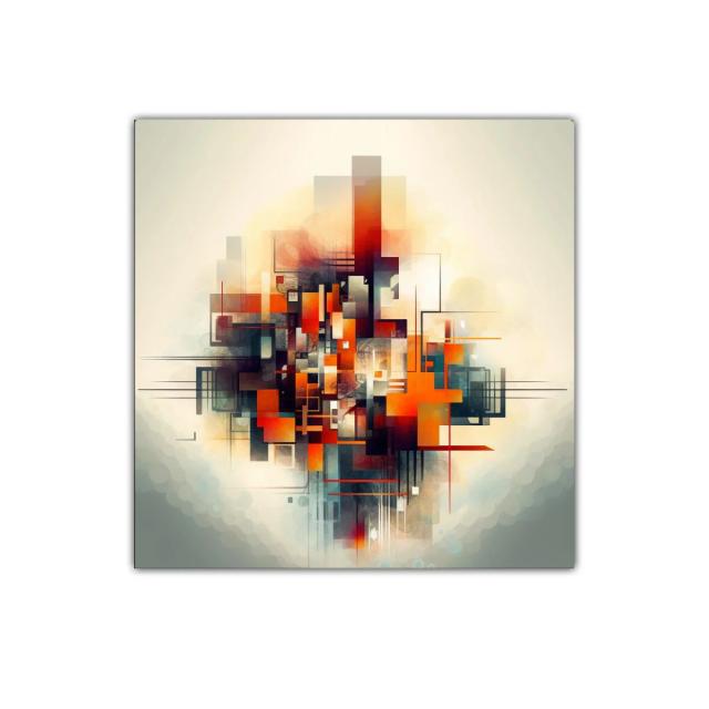 Composición Abstracta en Tonos Cálidos y Fríos