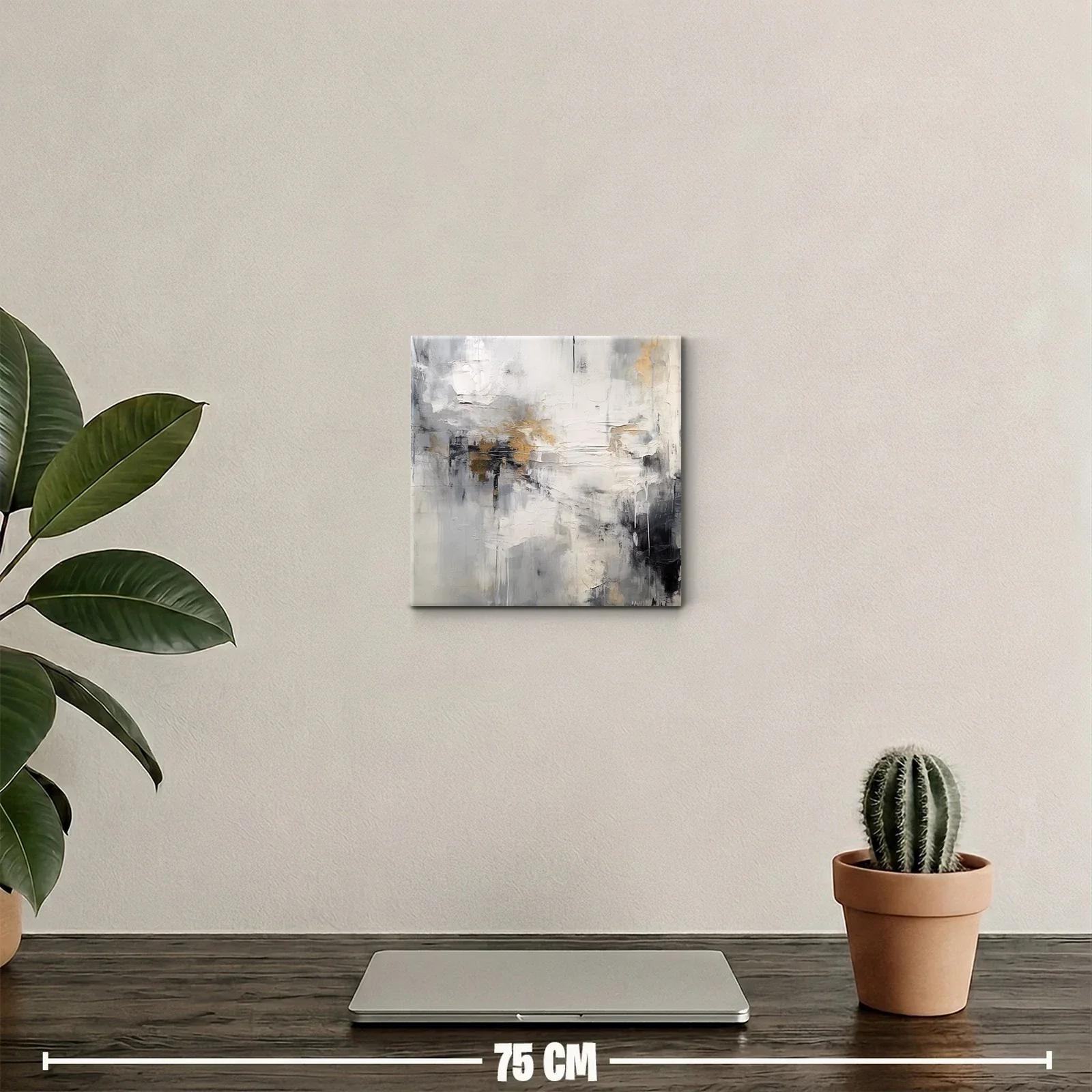 Composición abstracta en tonos grises y dorados — miniatura 2