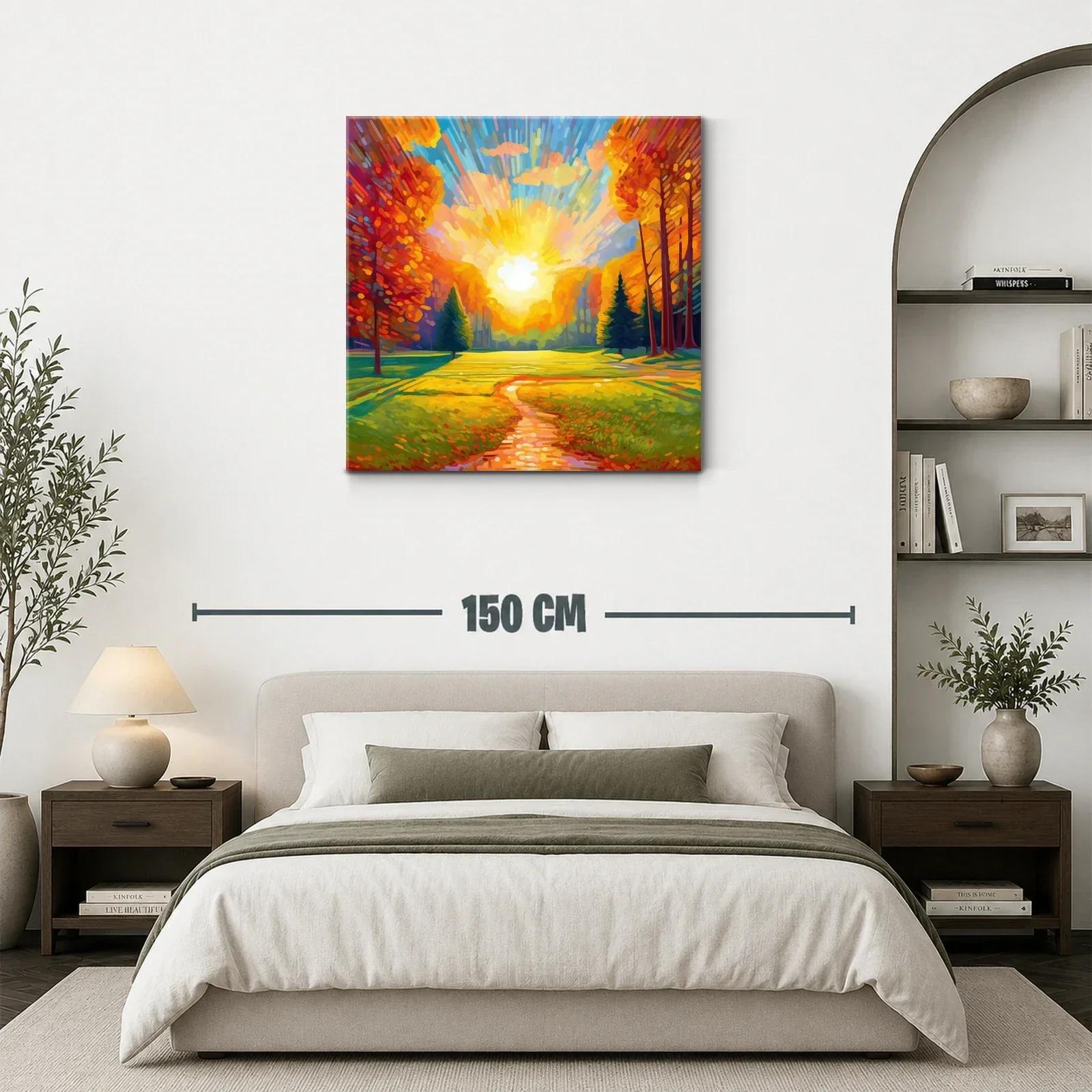 Camino iluminado por el sol entre árboles otoñales — miniatura 3