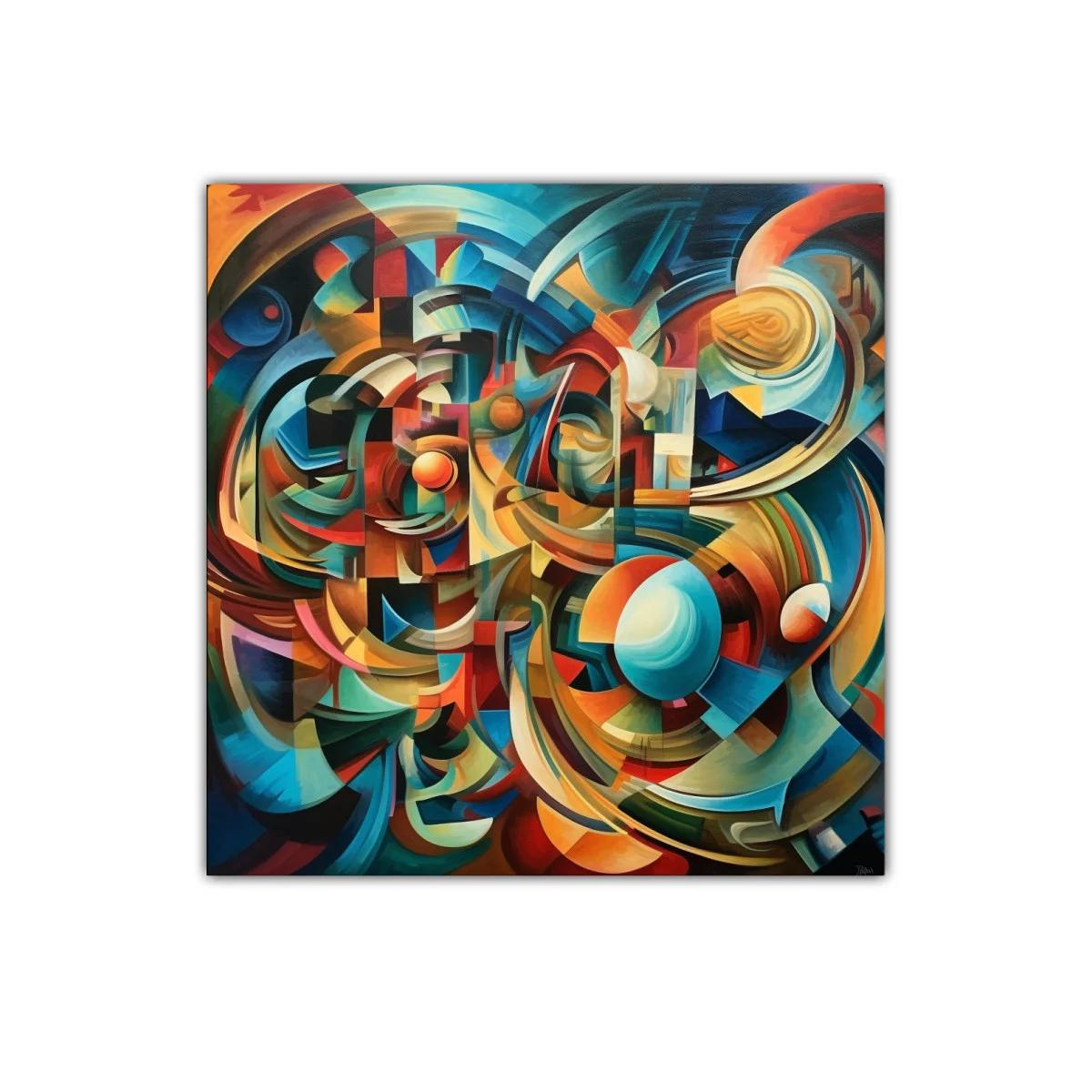 Composición abstracta con formas geométricas y vibrantes colores