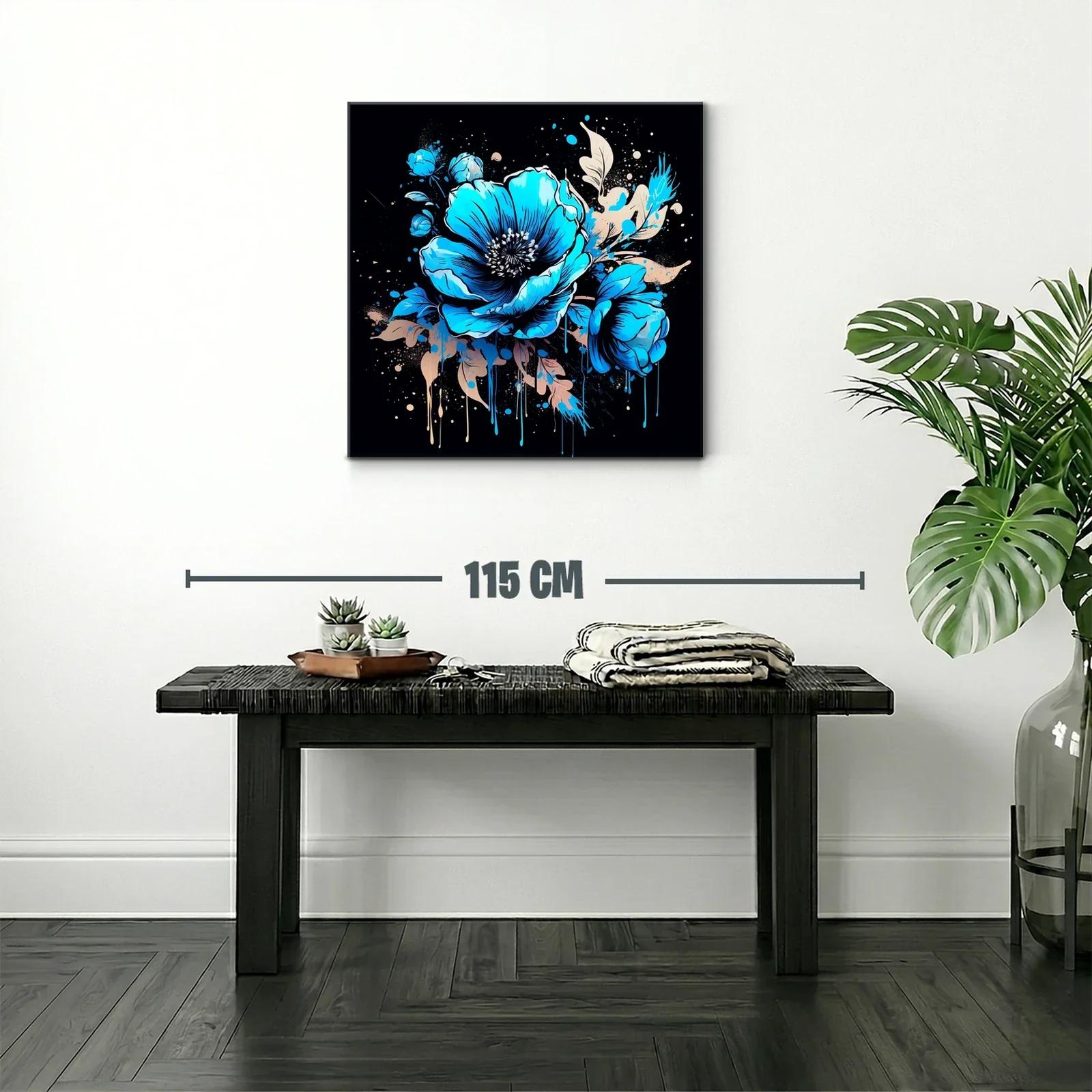 Flores vibrantes en tonos azules sobre fondo oscuro — miniatura 2