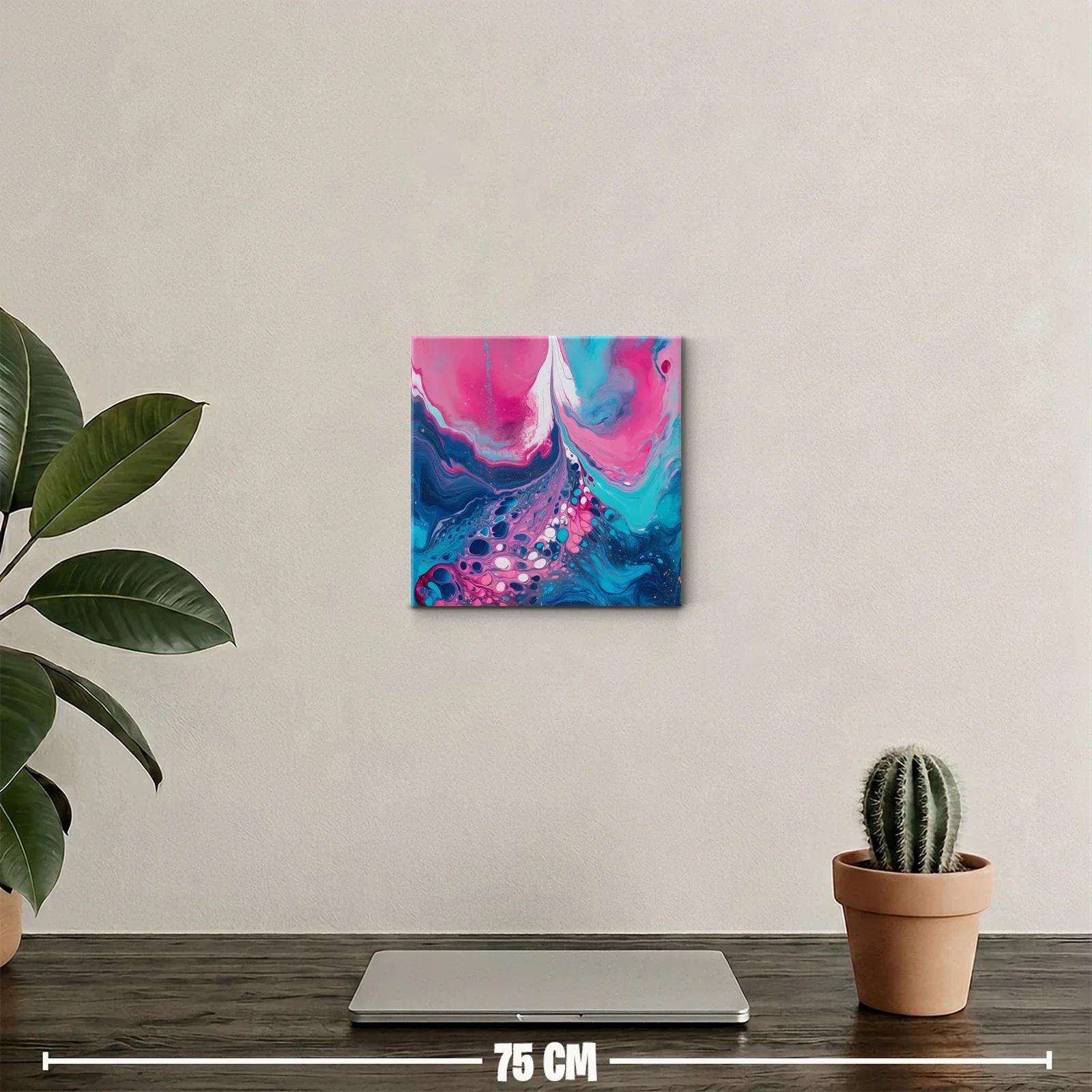 Cuadro abstracto en tonos rosas y azules intensos — miniatura 2