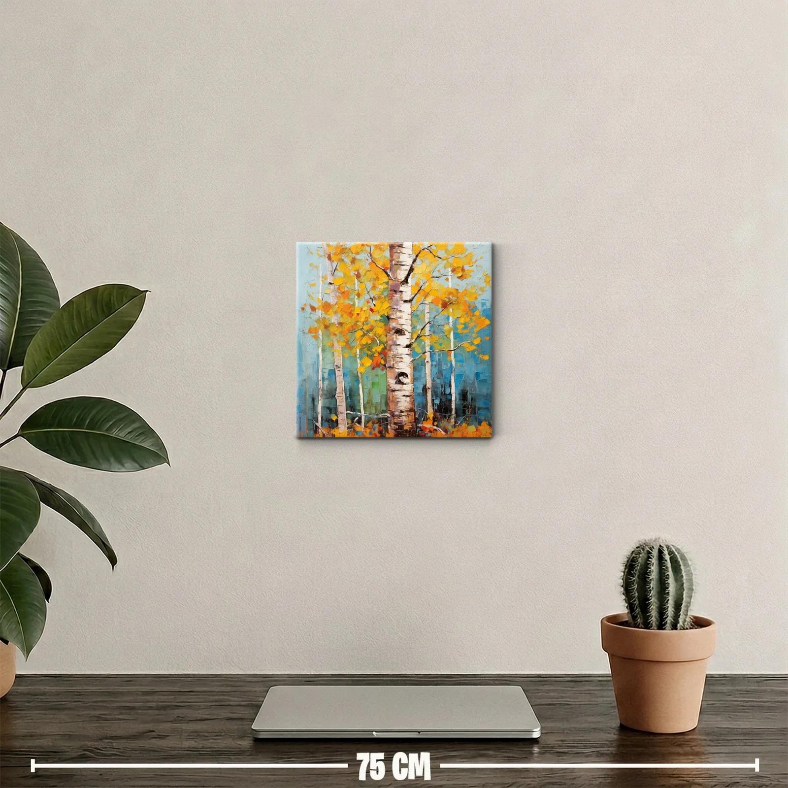 Bosque de abedules con hojas amarillas vibrantes — miniatura 2