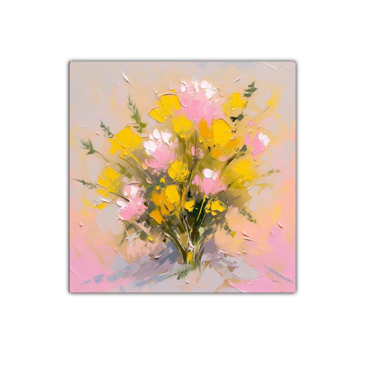 Cuadro decorativo ramo floral en tonos rosa y amarillo — imagen principal