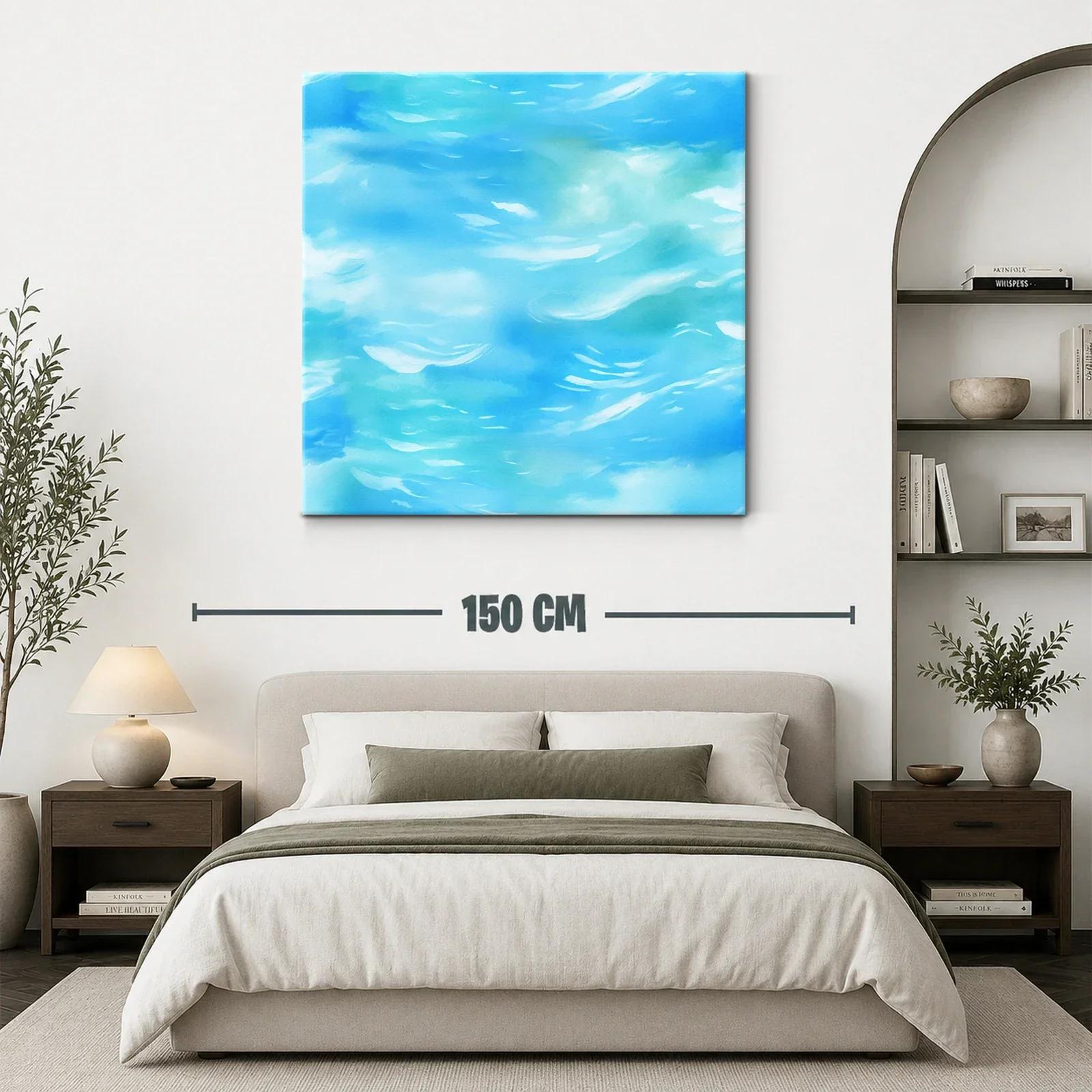 Cuadro Abstracto con Tonos Turquesa y Azules Suaves — miniatura 3