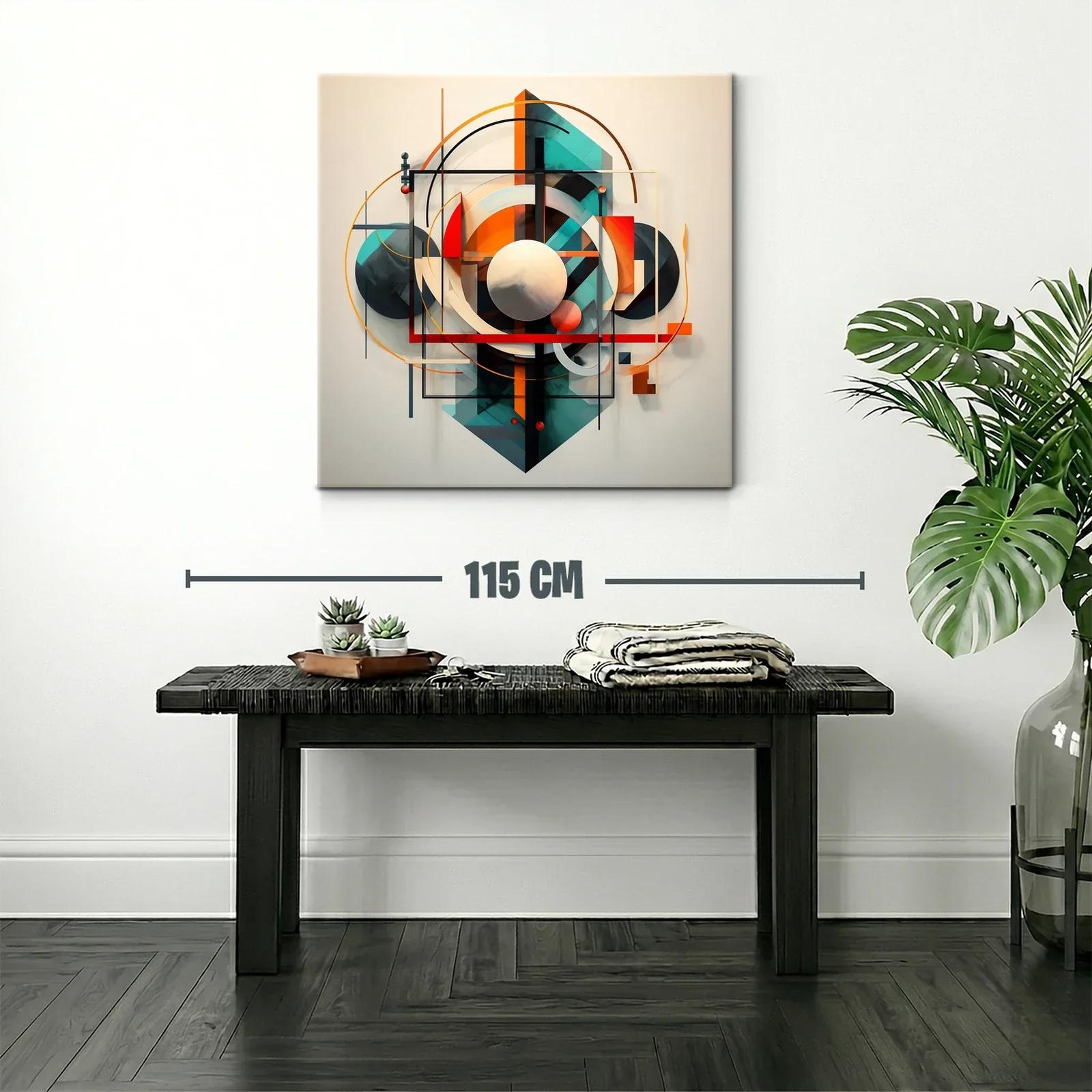 Composición Abstracta Geométrica en Tonos Cálidos y Fríos — miniatura 2