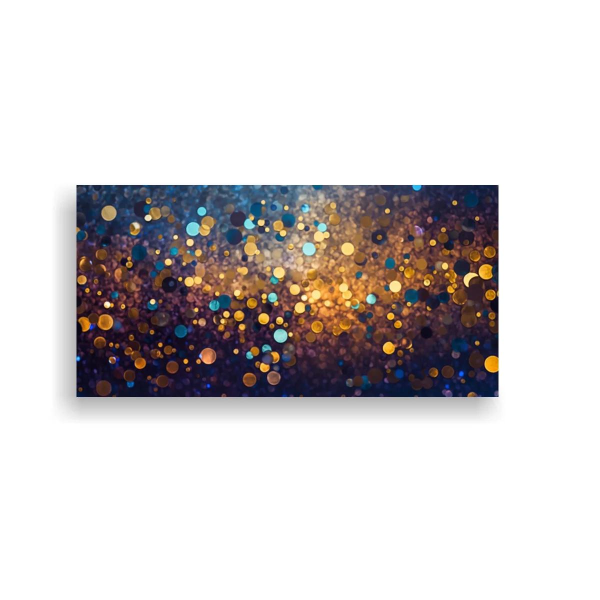 Cuadro luces desenfocadas doradas y turquesa