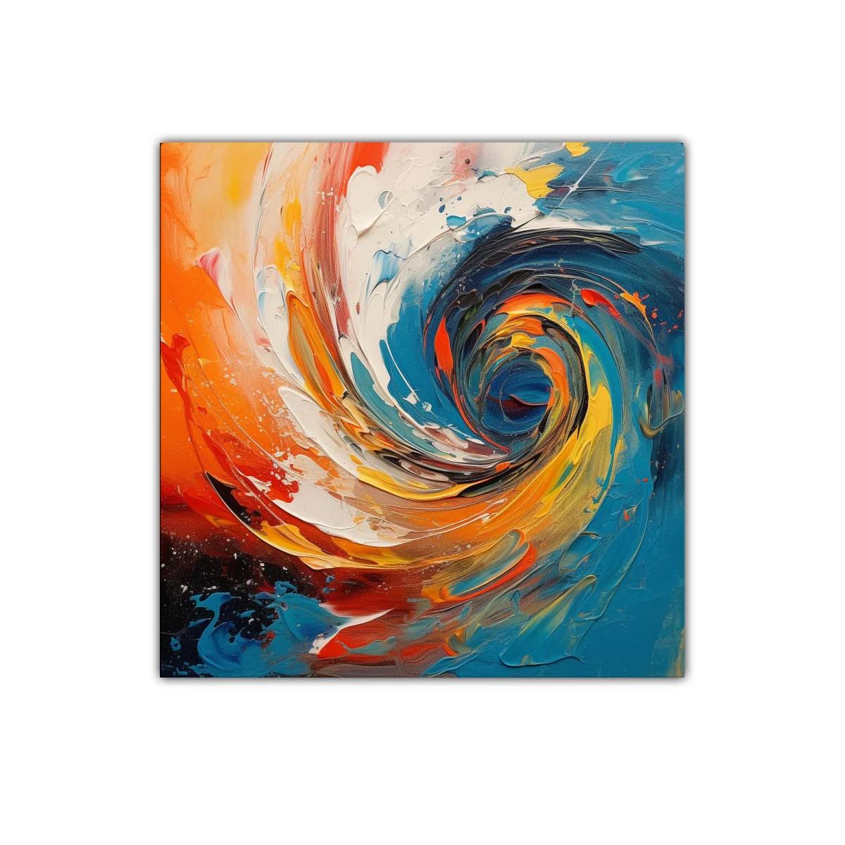 Cuadro abstracto con remolino en tonos vibrantes — miniatura 1