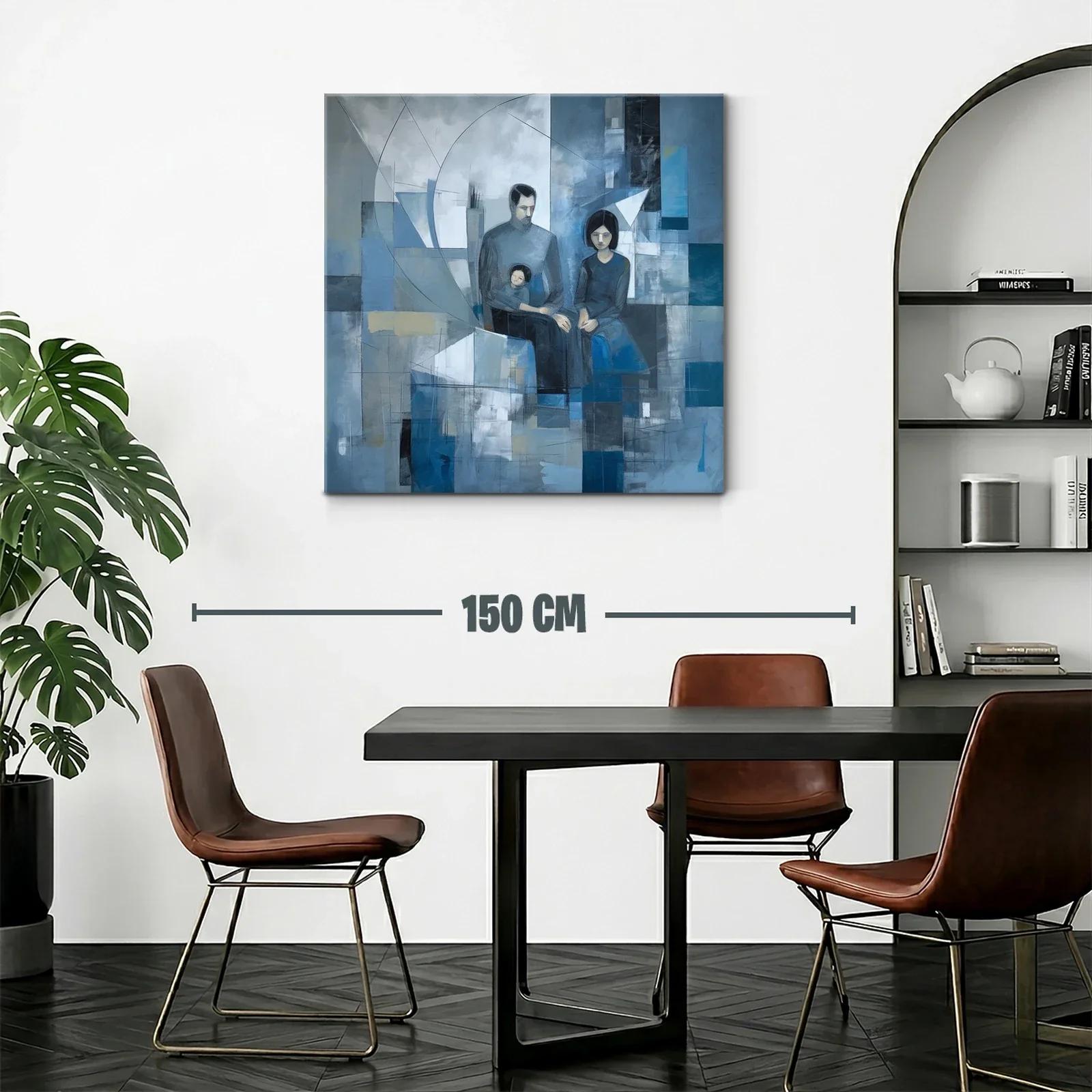 Composición abstracta de familia en tonos fríos y azules — miniatura 2