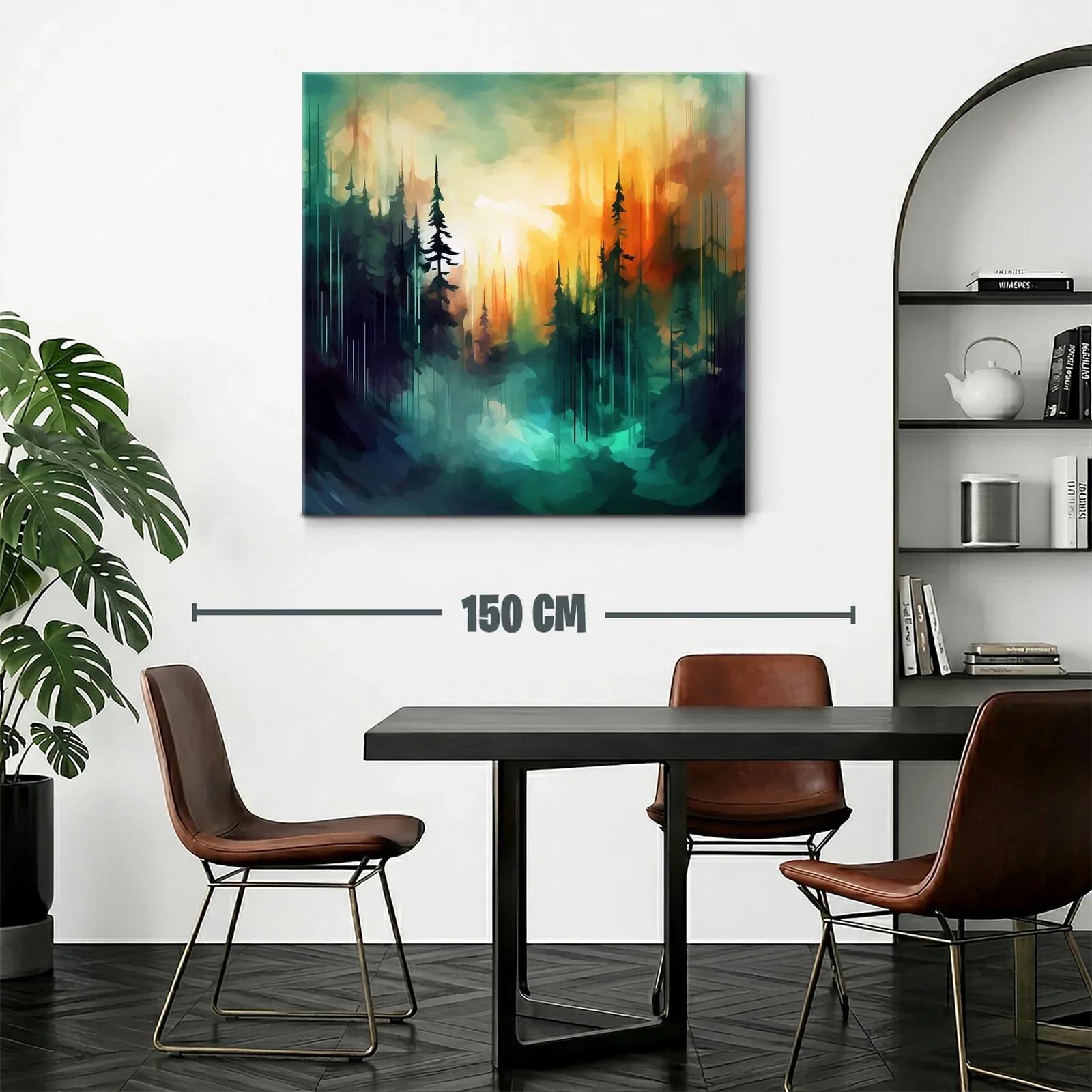 Bosque abstracto al amanecer con luces vibrantes y contraste — miniatura 2