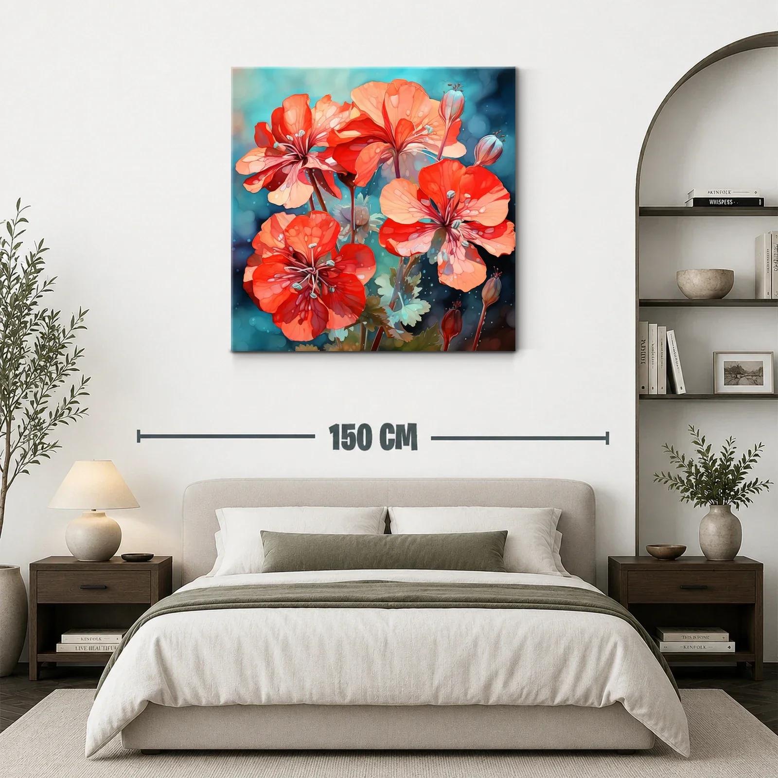 Flores rojas vibrantes sobre fondo azul turquesa — miniatura 3