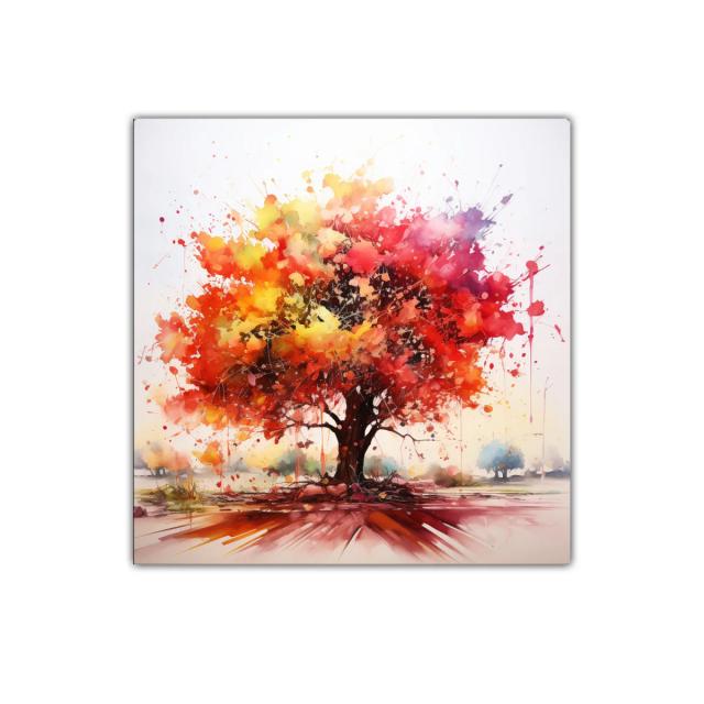 Impresionante árbol vibrante con colores cálidos y vivos