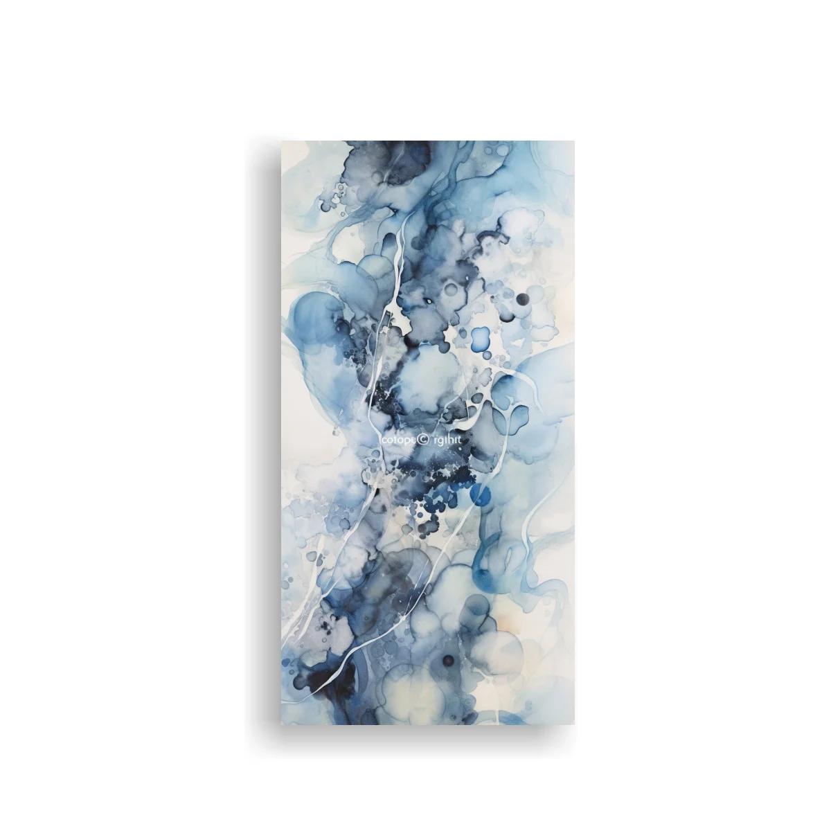 Cuadro abstracción fluida azul con veladuras etéreas — imagen principal