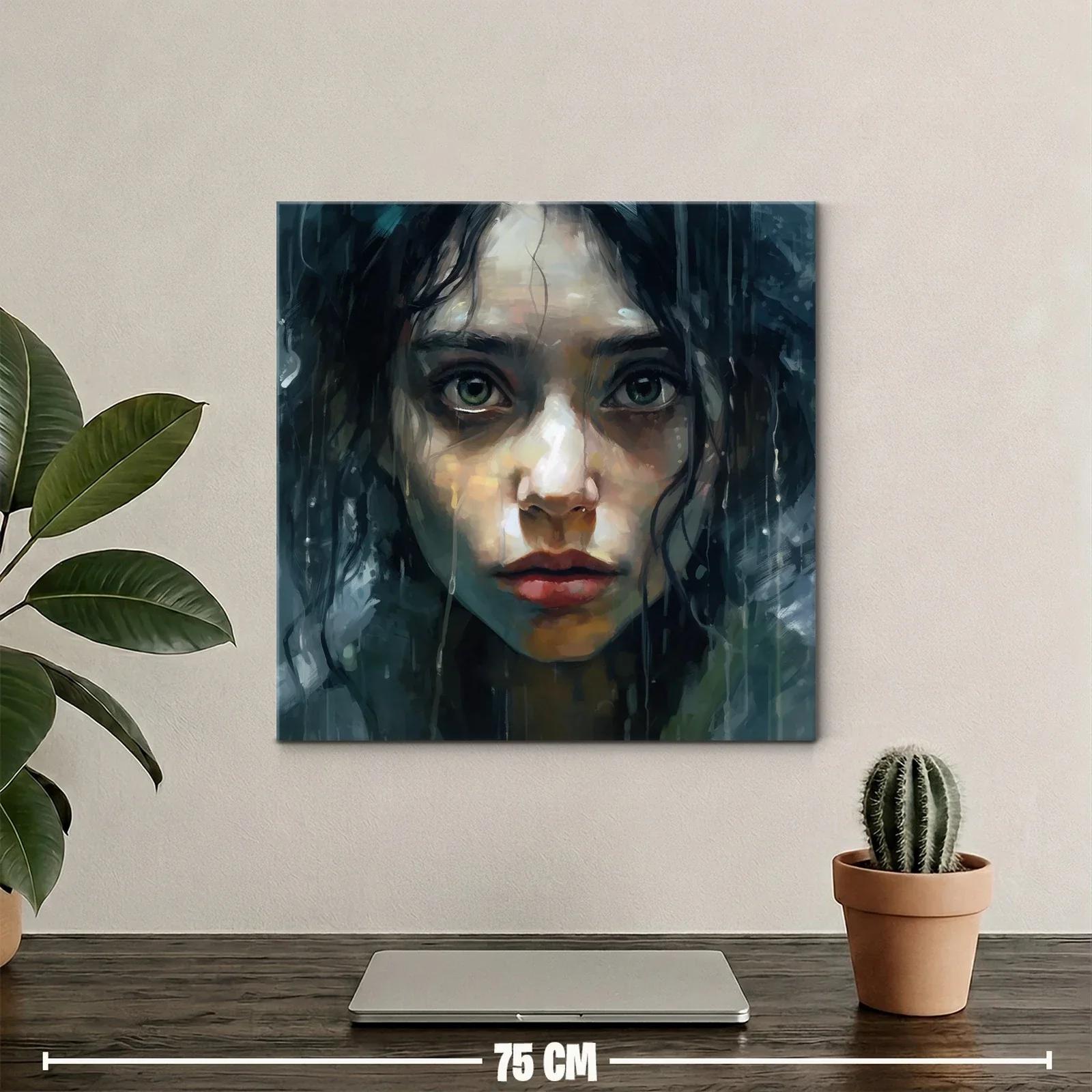 Retrato intenso de mujer en tonos fríos y melancólicos — miniatura 2