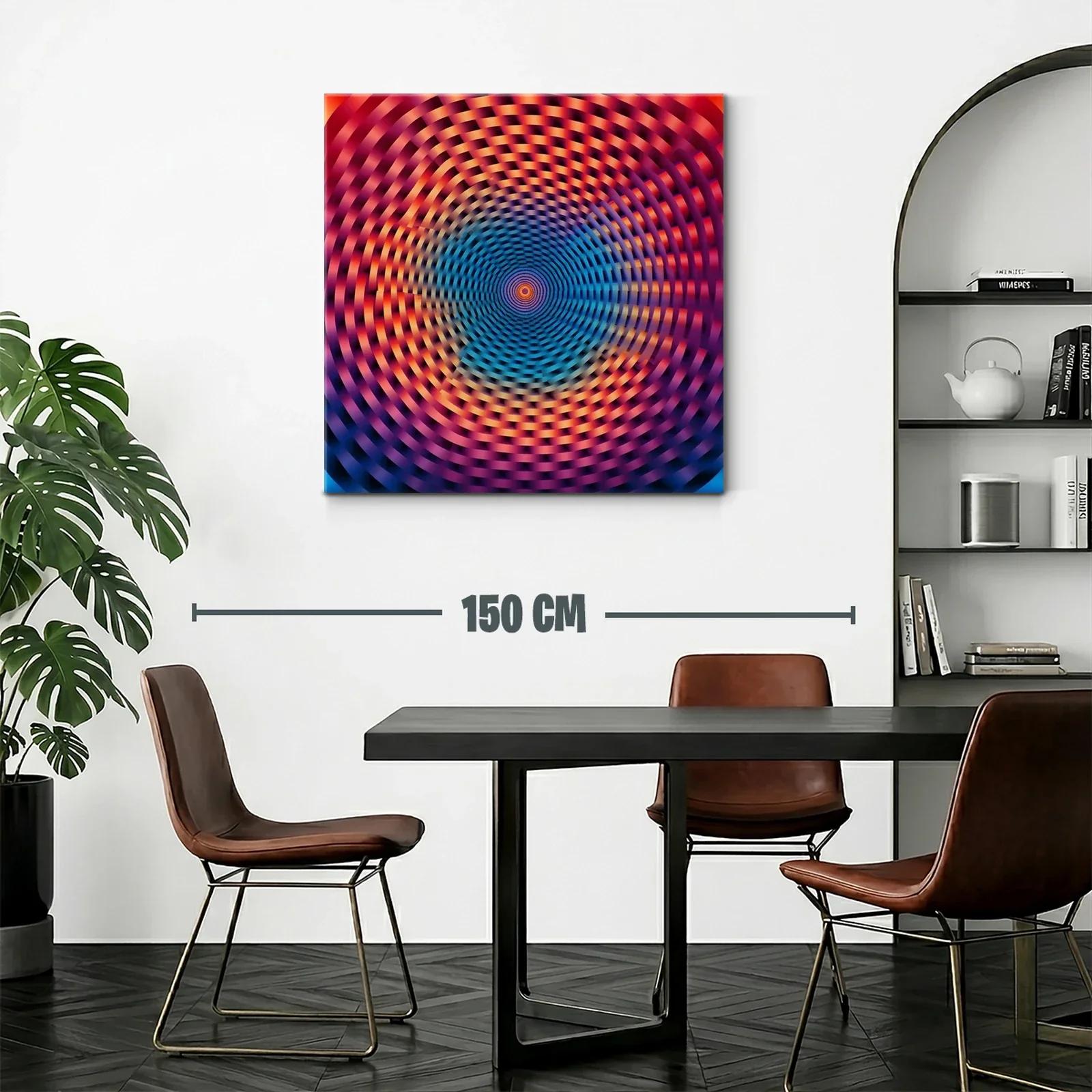 Cuadro abstracto con espiral caleidoscópica vibrante y dinámica — miniatura 2