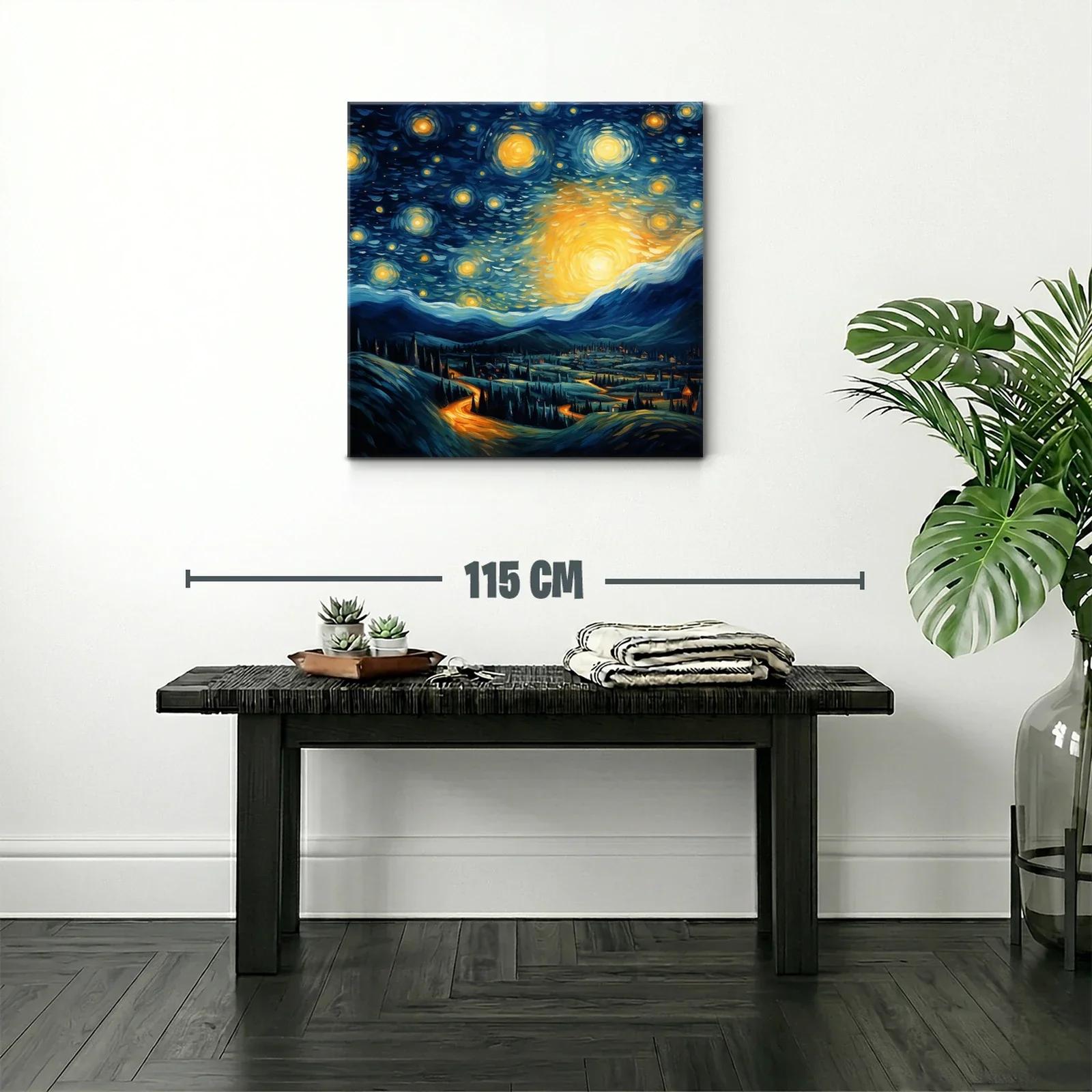 Paisaje nocturno con cielo estrellado vibrante y montañas — miniatura 2