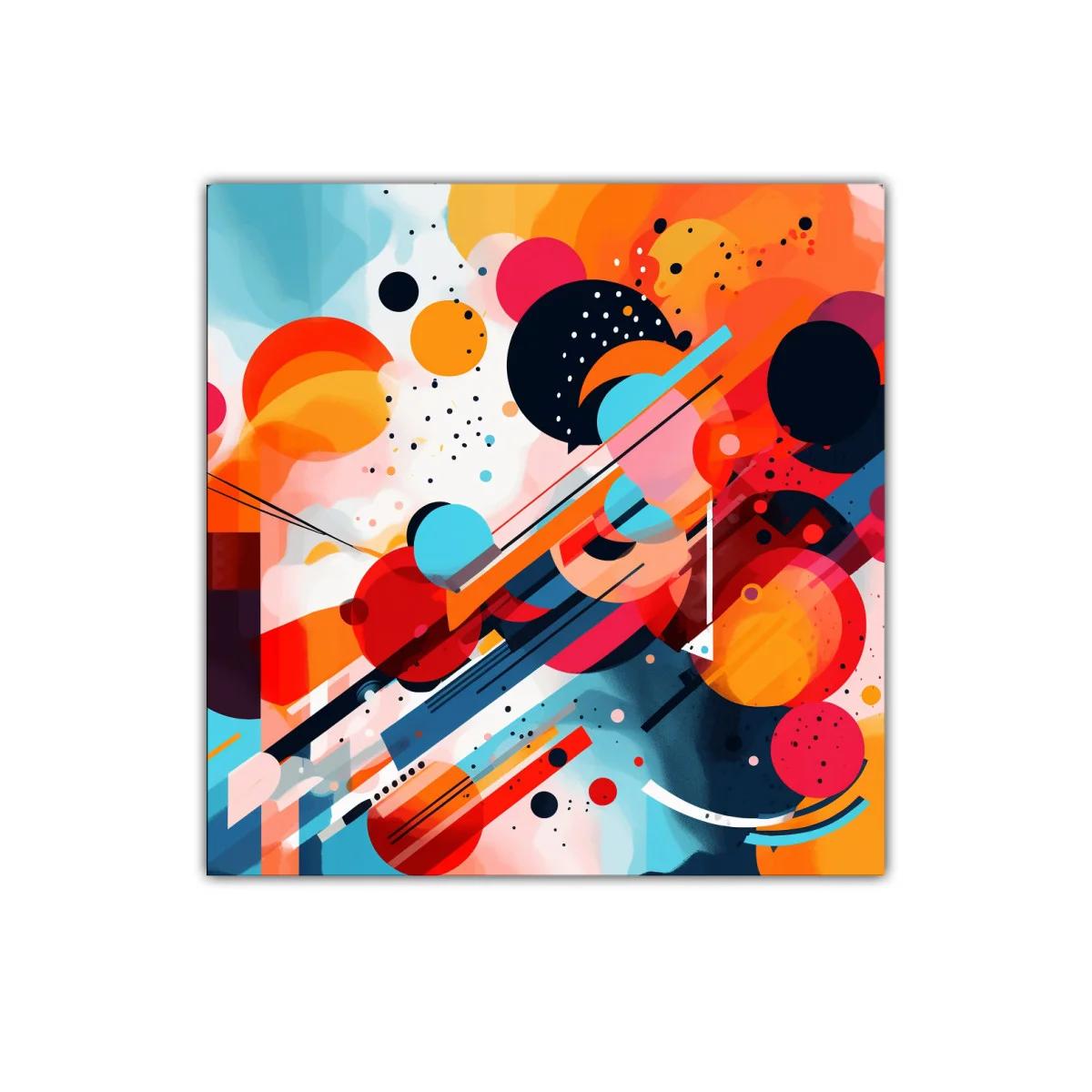 Cuadro decorativo con formas geométricas y colores vibrantes