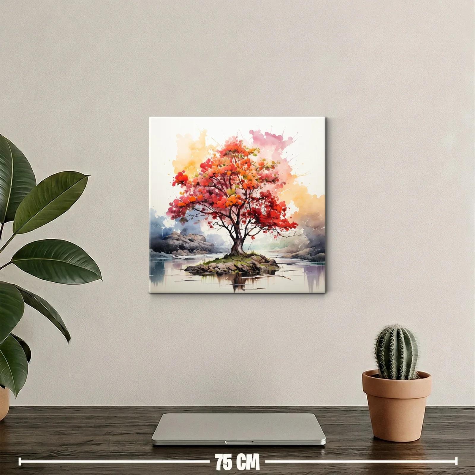 Árbol solitario con follaje vibrante en paisaje sereno — miniatura 2