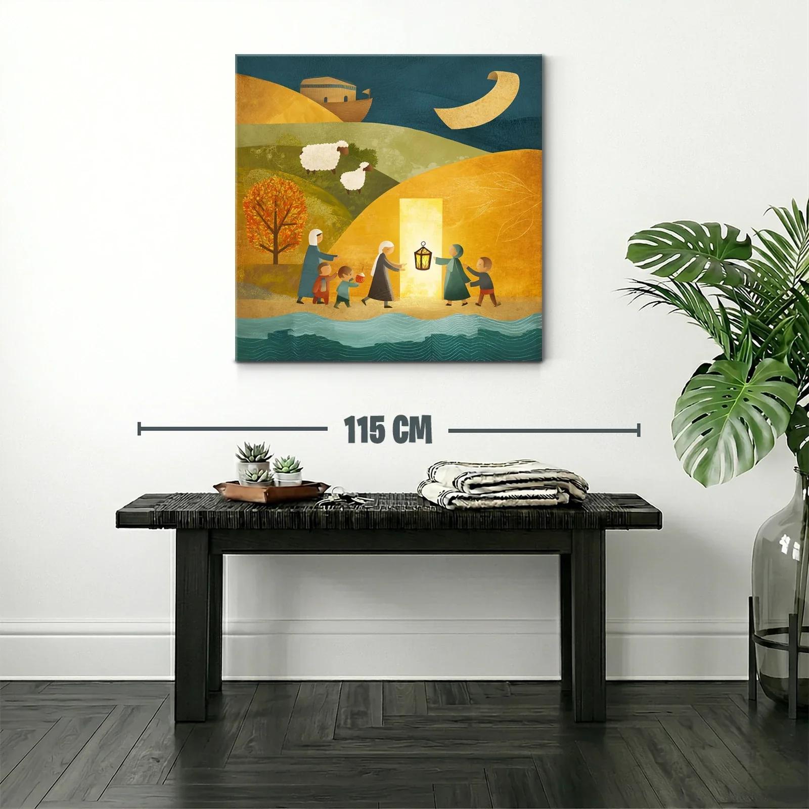 Cuadro infantil con paseo nocturno y tonos cálidos — miniatura 2