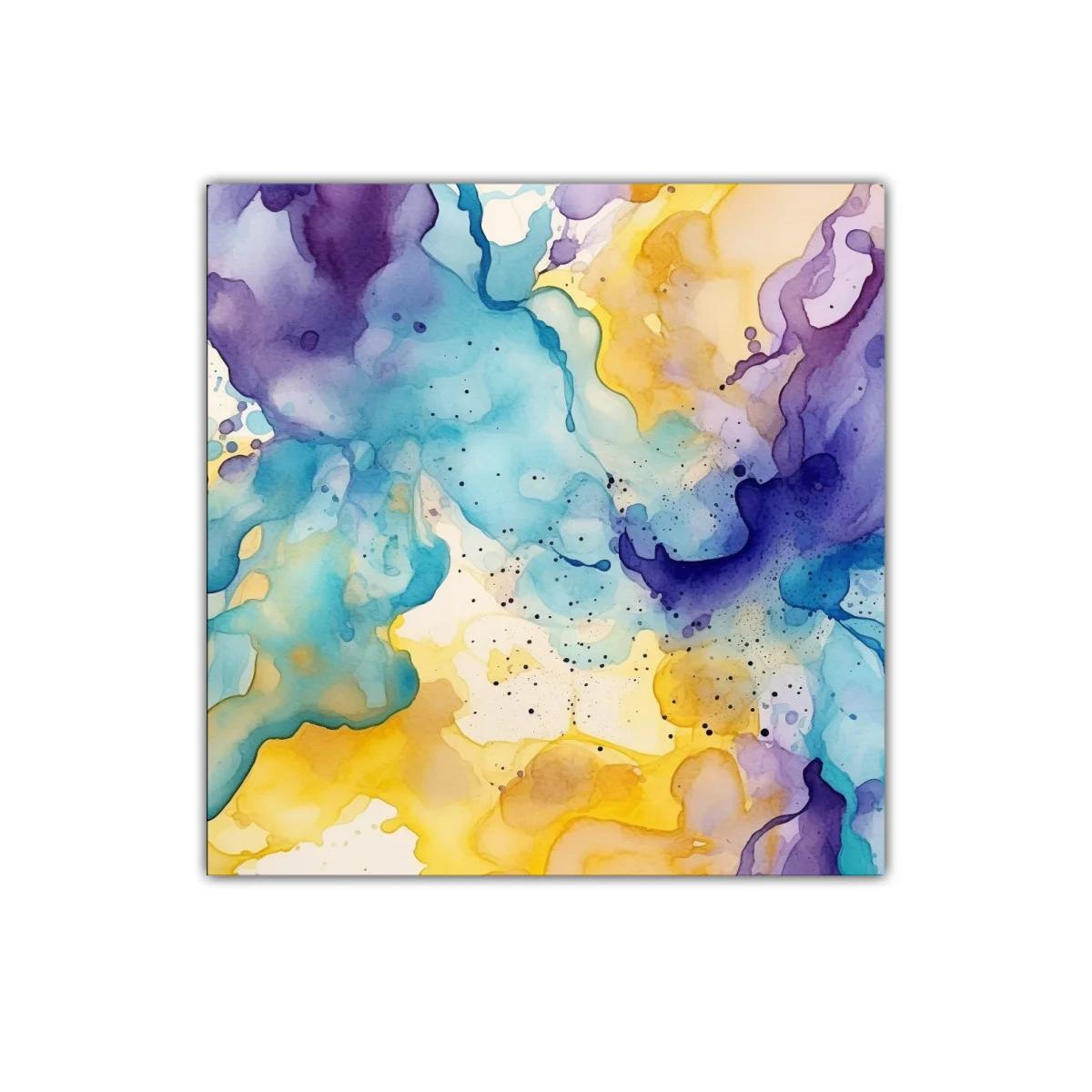 Composición abstracta en tonos azules y amarillos vibrantes — miniatura 1
