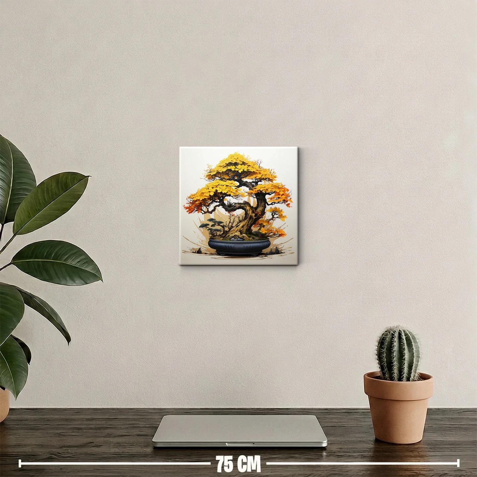 Árbol Bonsái con Hojas en Tonos Otoñales Amarillos y Naranjas — miniatura 2