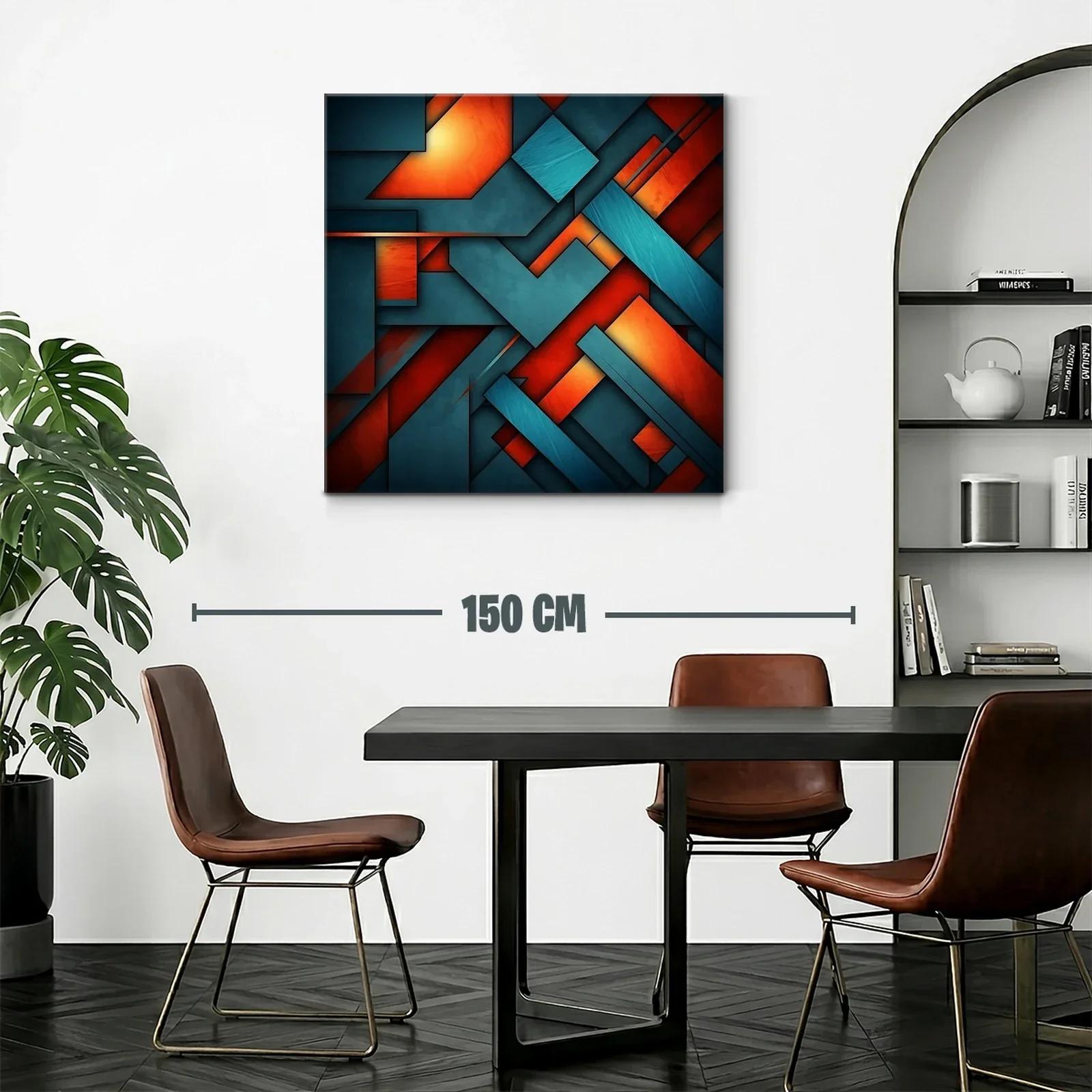 Composición geométrica abstracta en tonos naranja y azul — miniatura 2