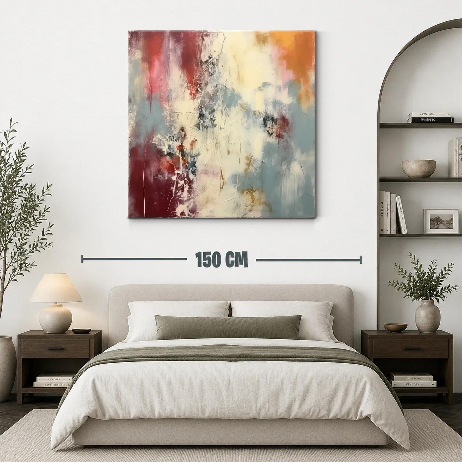 Cuadro abstracto con tonos cálidos y fríos en armonía — miniatura 3