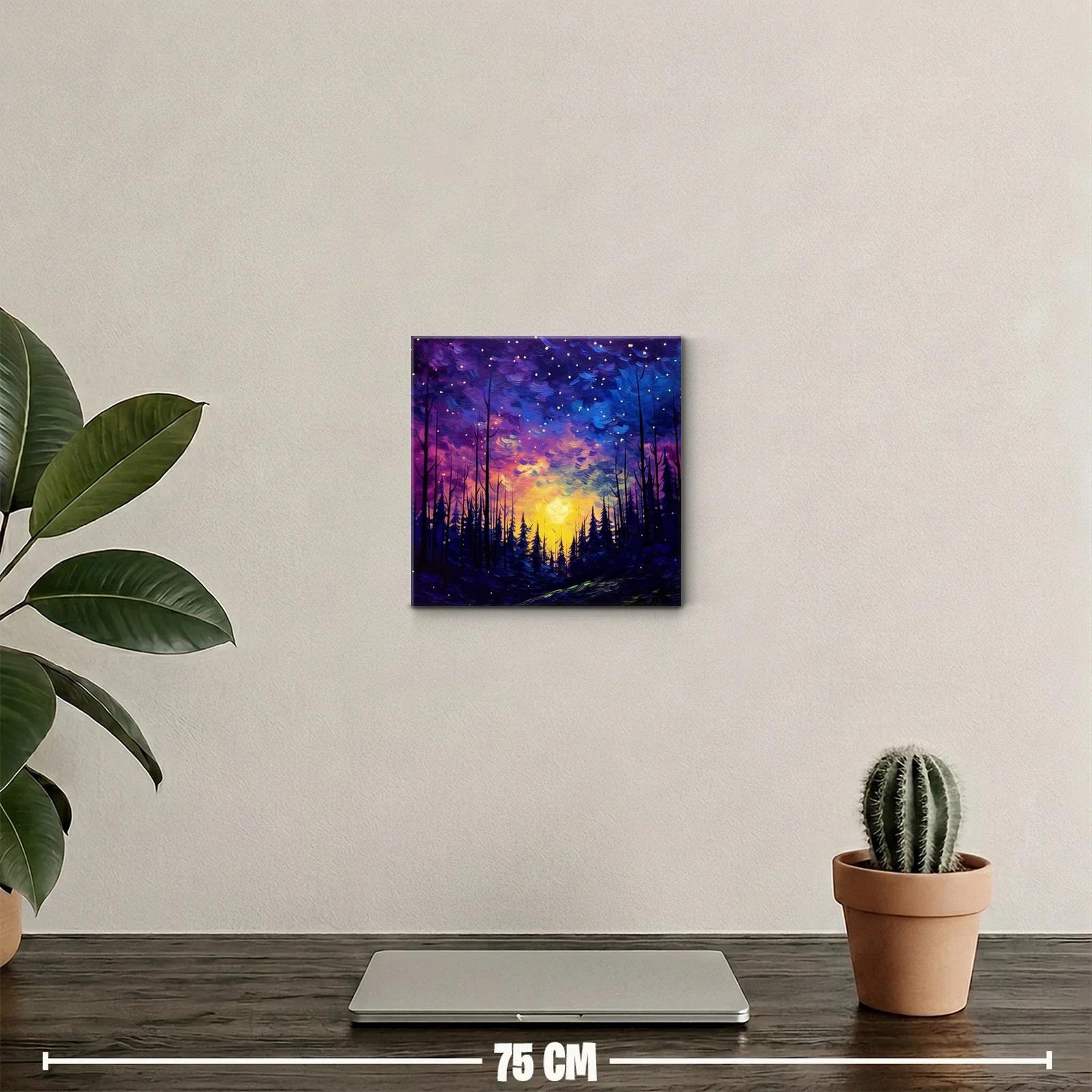 Paisaje nocturno estrellado con bosque encantado — miniatura 2