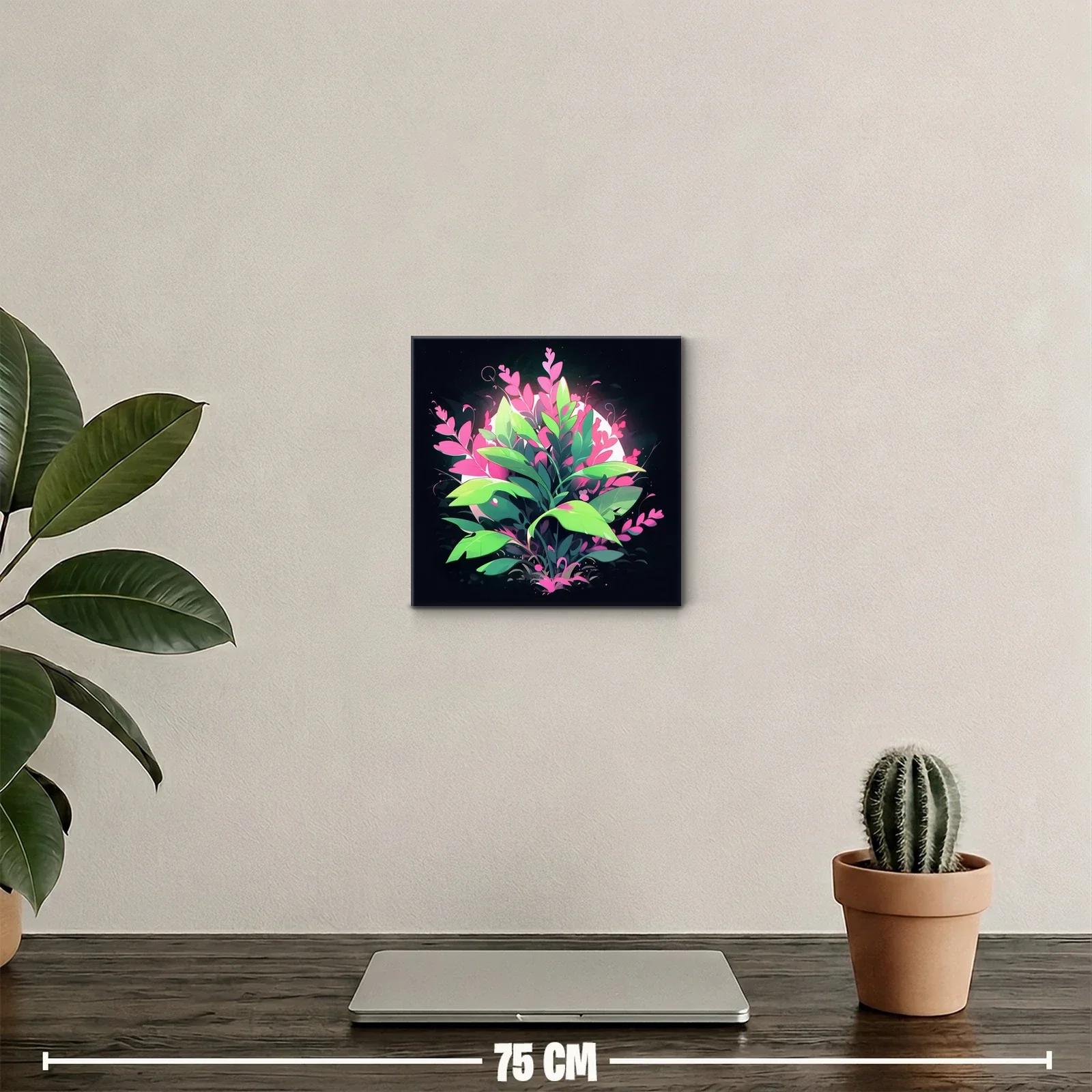 Decorativo cuadro botánico en tonos verdes y rosados — miniatura 2