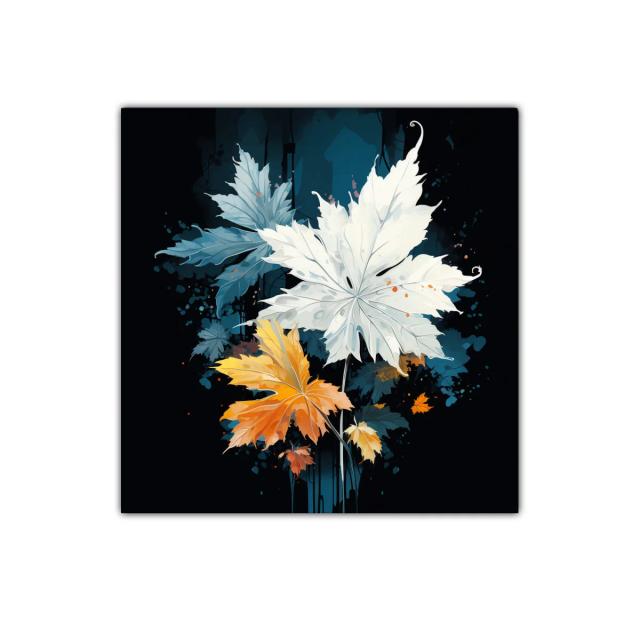 Composición artística de hojas en tonos blanco y naranja