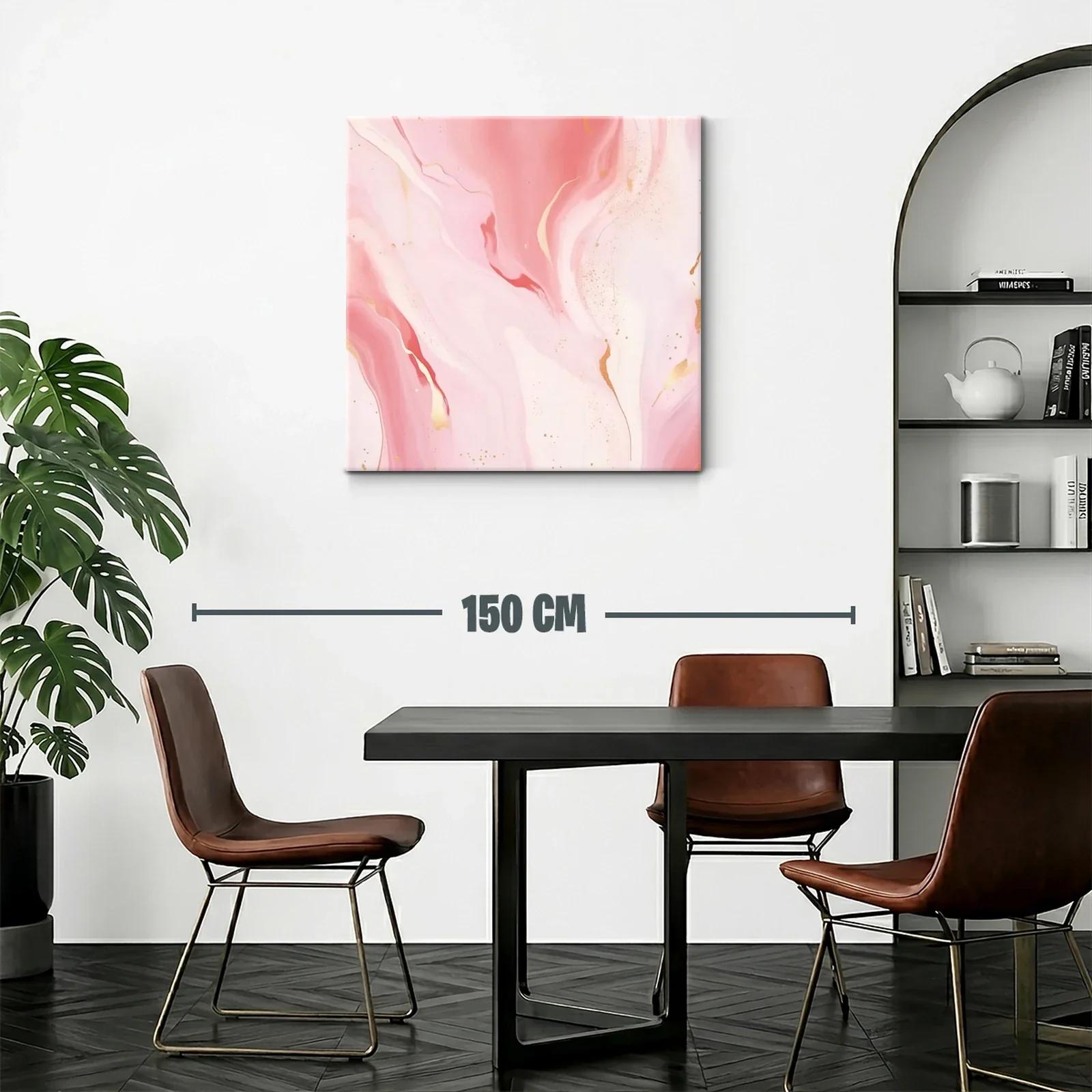 Cuadro abstracto en tonos rosa y detalles dorados elegantes — miniatura 2