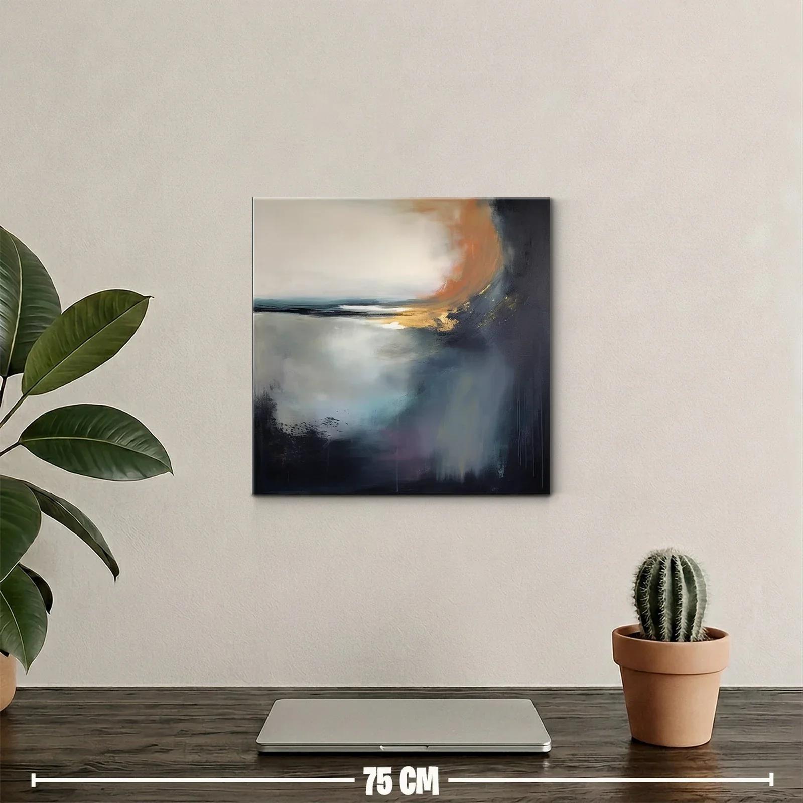 Cuadro abstracto con tonos cálidos y fríos en armonía — miniatura 2