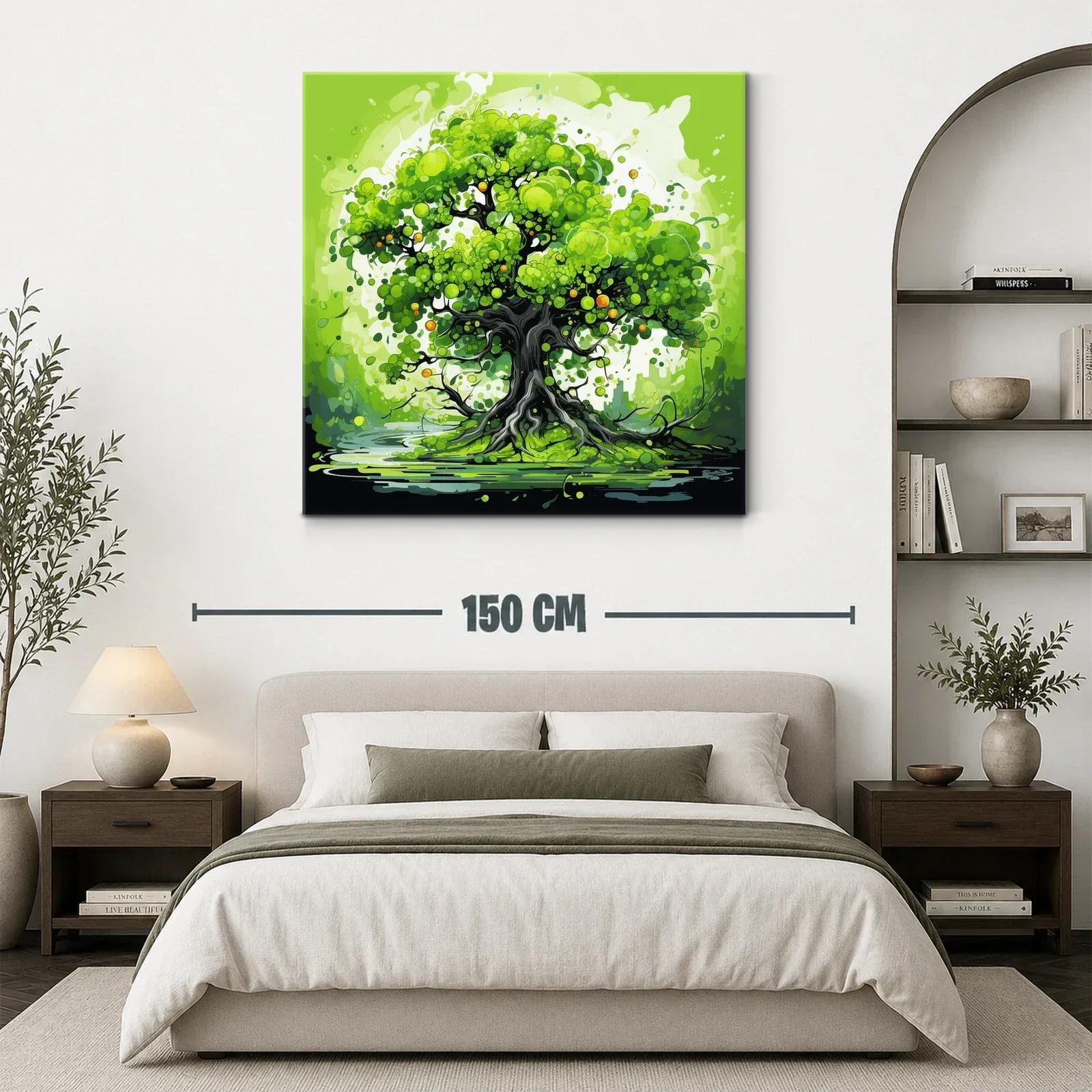 Árbol con vibrantes tonos verdes y detalles en naranja — miniatura 3
