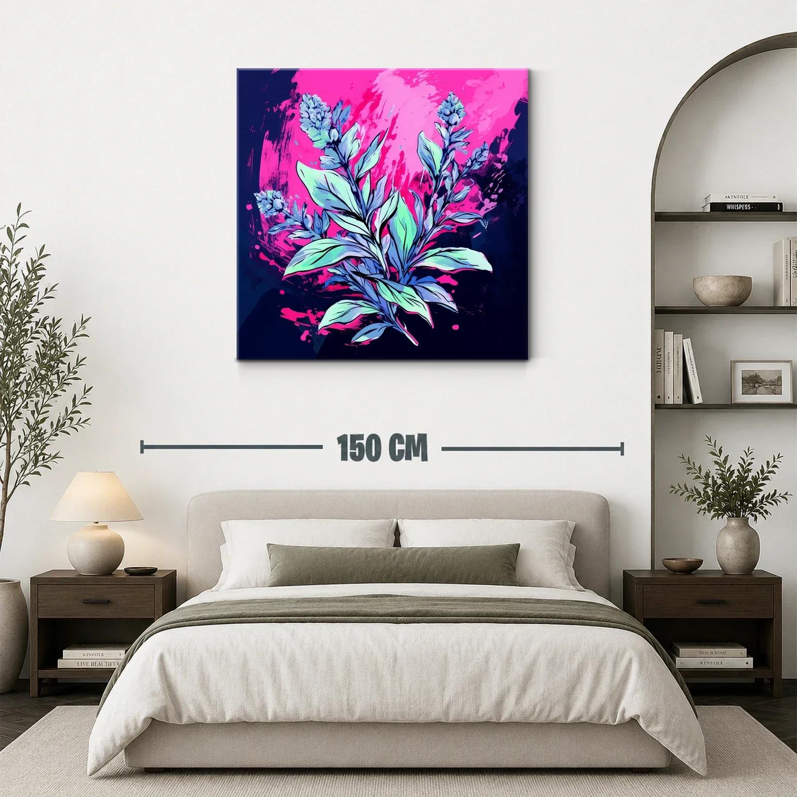 Cuadro floral moderno con tonos vibrantes y contrastes intensos — miniatura 3