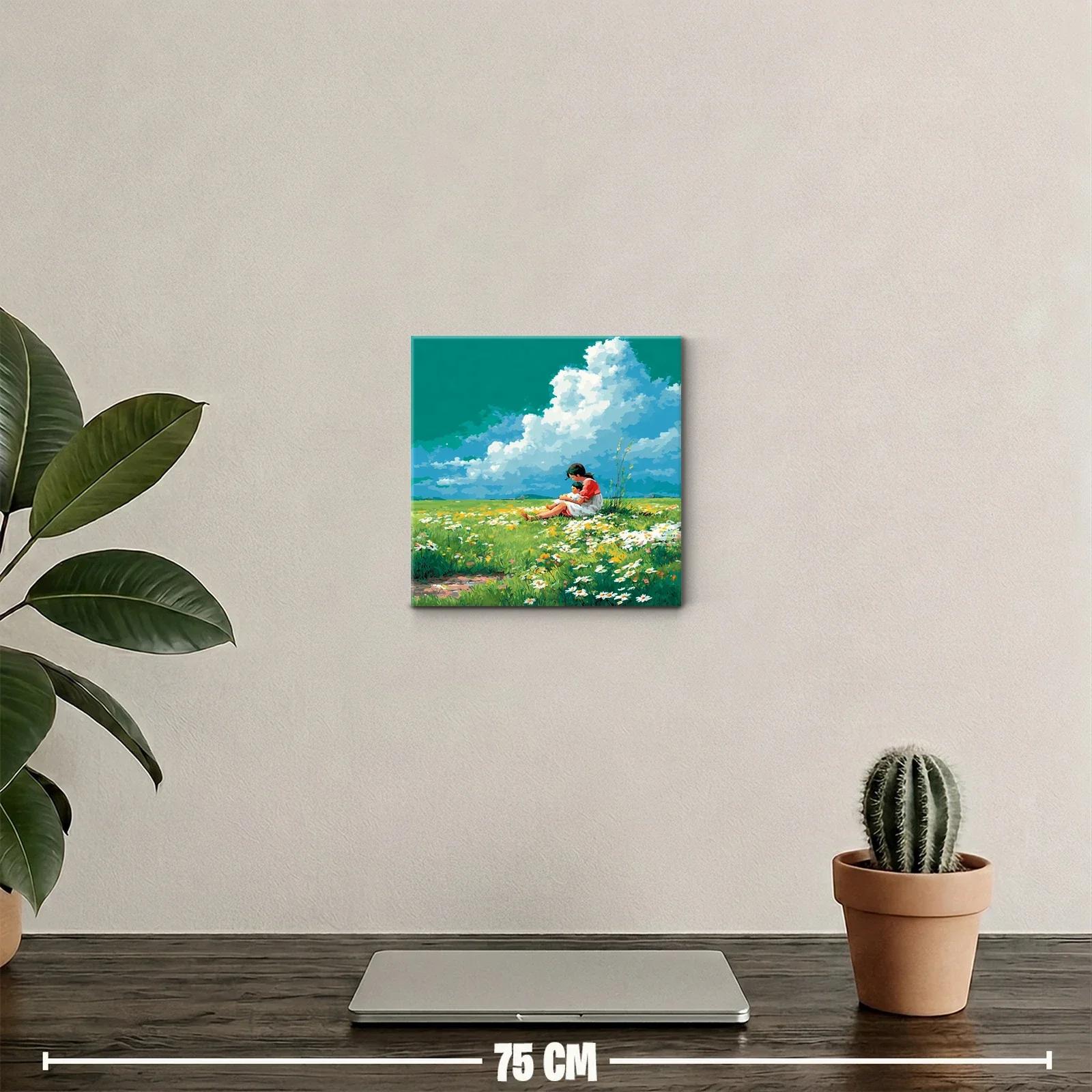 Tranquilidad en un campo de flores con madre e hijo — miniatura 2
