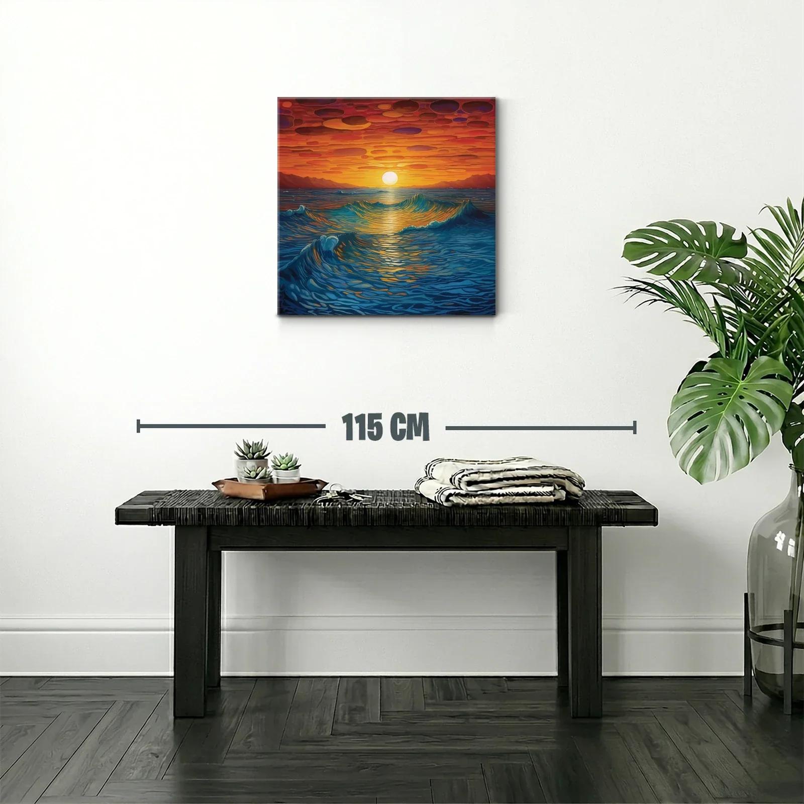 Atardecer vibrante sobre el mar con olas en movimiento — miniatura 2
