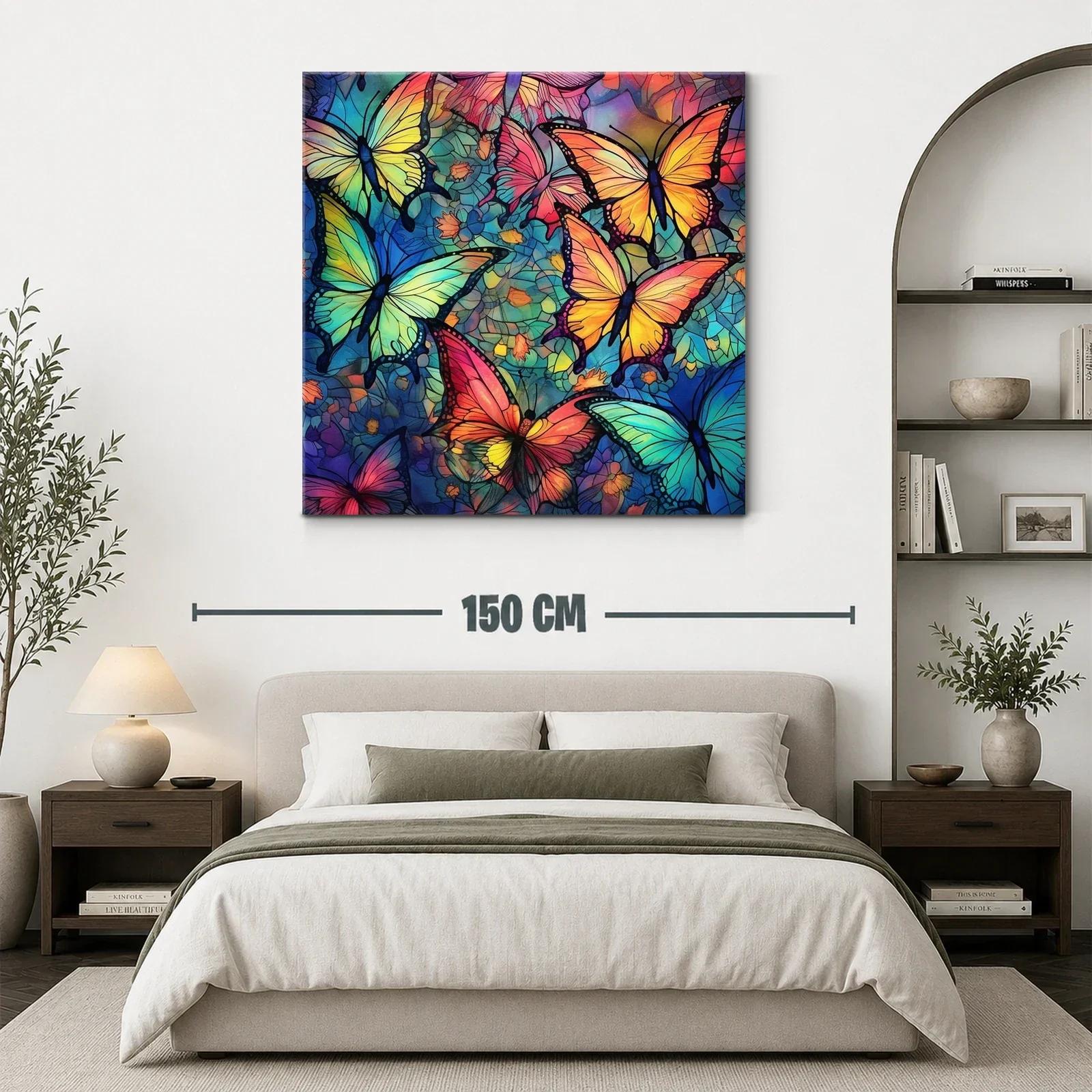 Cuadro con mariposas en vibrantes tonos azul y naranja — miniatura 3