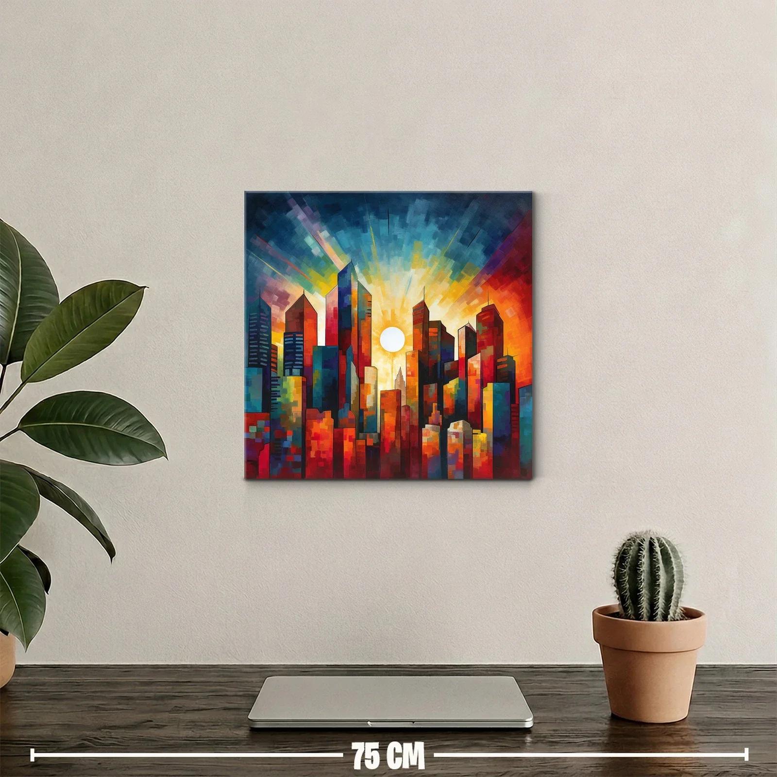 Atardecer vibrante sobre la ciudad iluminada — miniatura 2