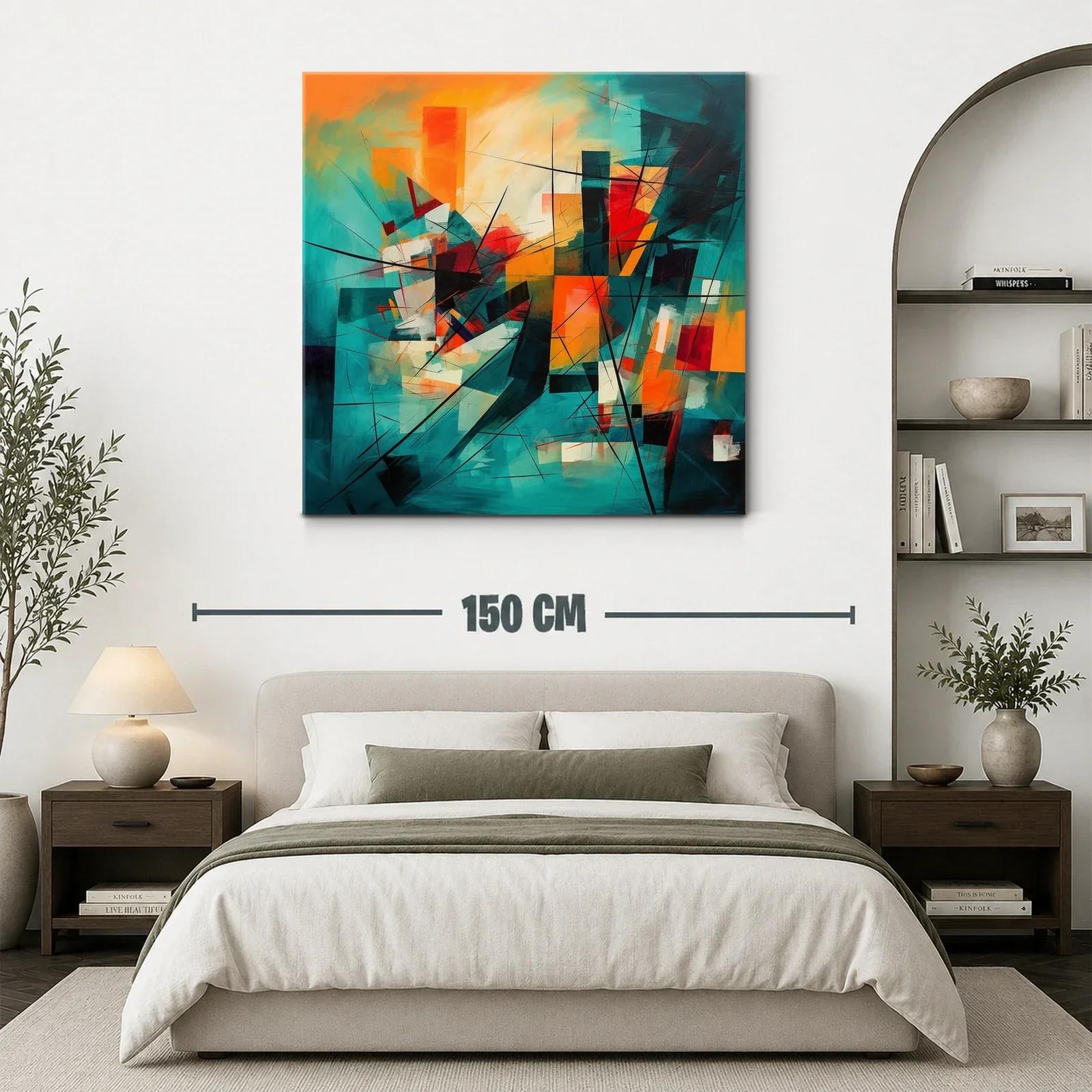 Cuadro abstracto vibrante con formas y líneas dinámicas — miniatura 3