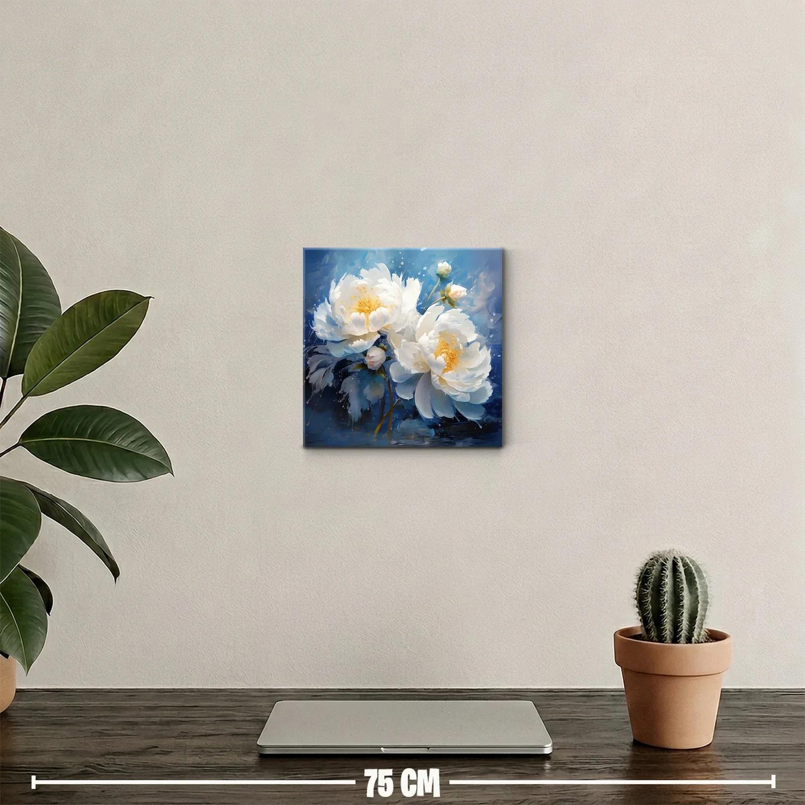 Flores blancas delicadas sobre fondo azul vibrante — miniatura 2