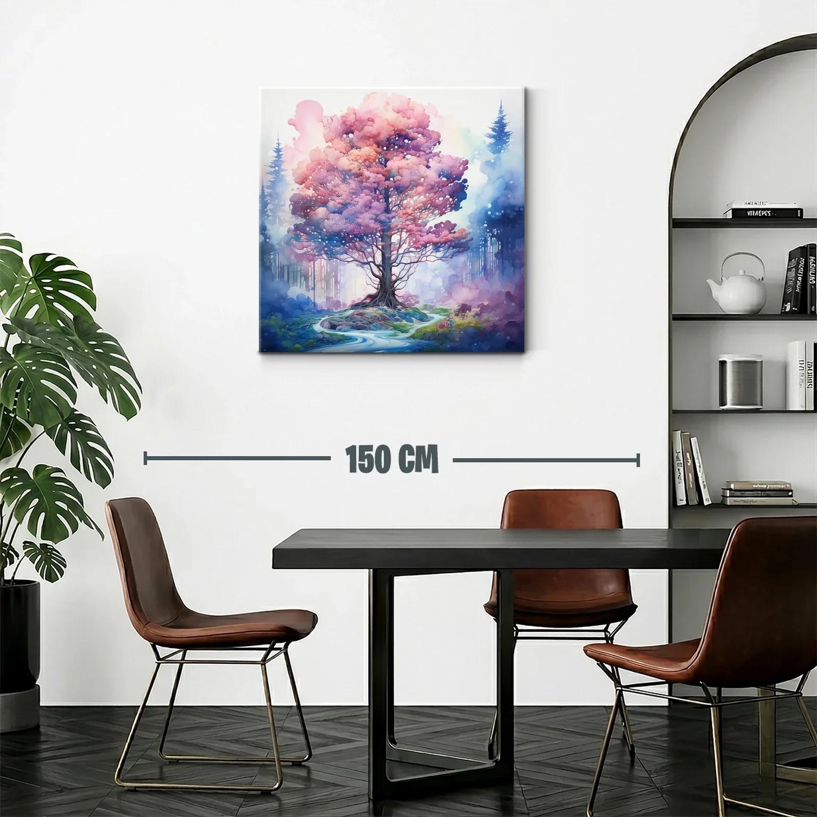 Árbol mágico con follaje rosa y ambiente de ensueño — miniatura 2